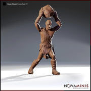Stone Giant Guardian w/ Boulder | 32mm Scale | All Tabletop RPG Compatible | Unpainted Figure