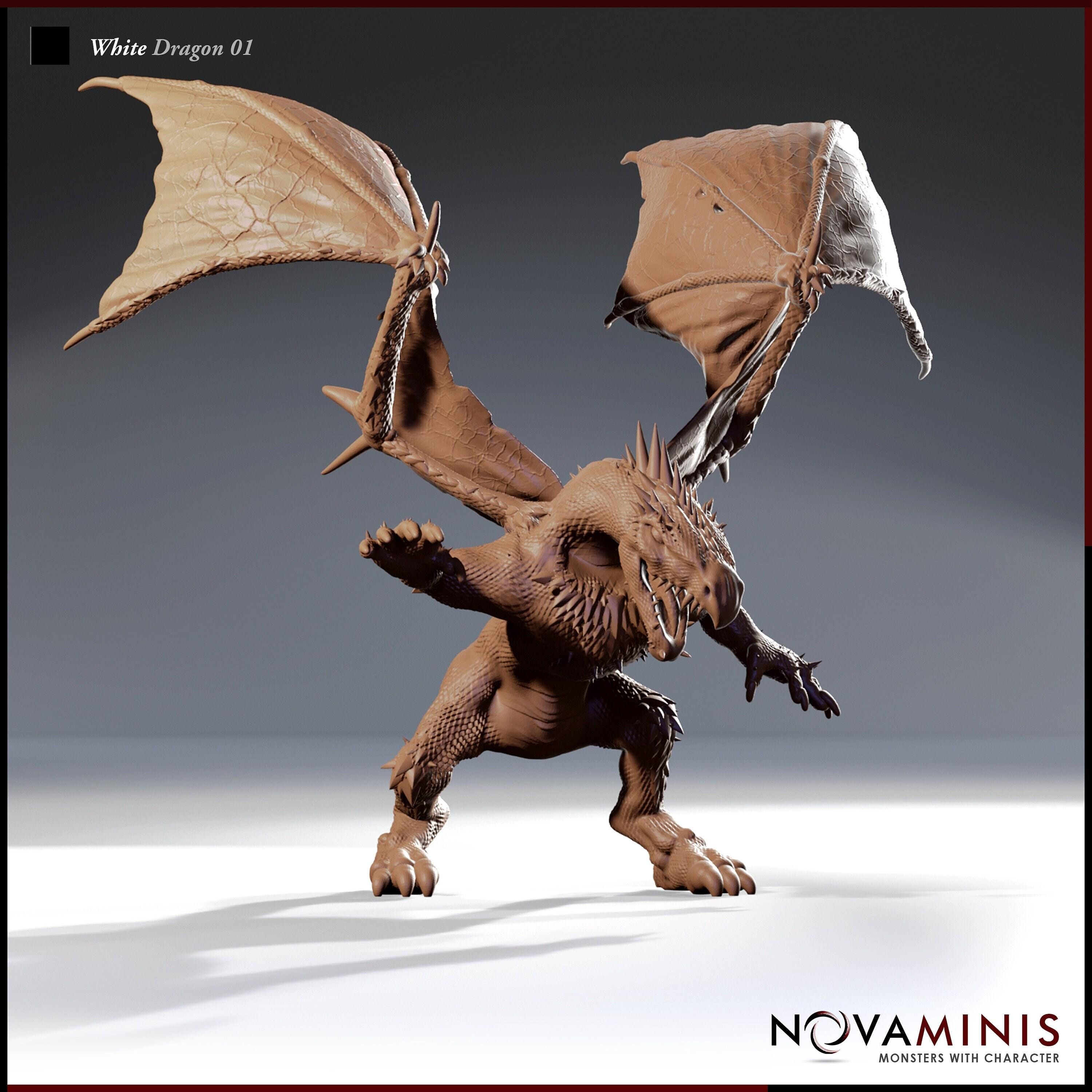 White Dragon | Dragons for Dungeon Crawls | 32mm Scale | All Tabletop RPG Compatible | Unpainted Figure