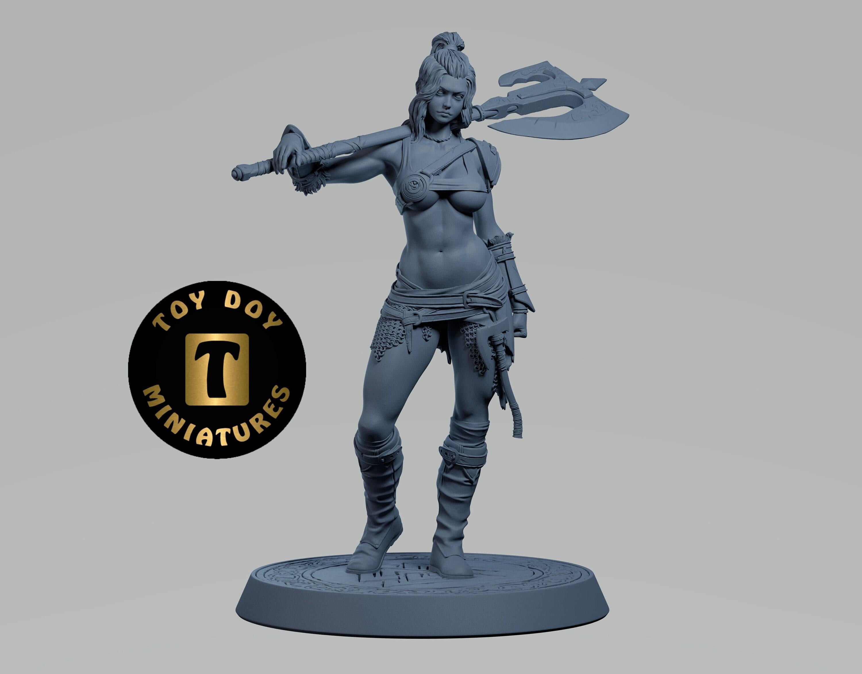 Thora | Barbarian | RPG Tabletop Compatible | 32mm Scale | All Tabletop RPG Compatible | Unpainted Figure