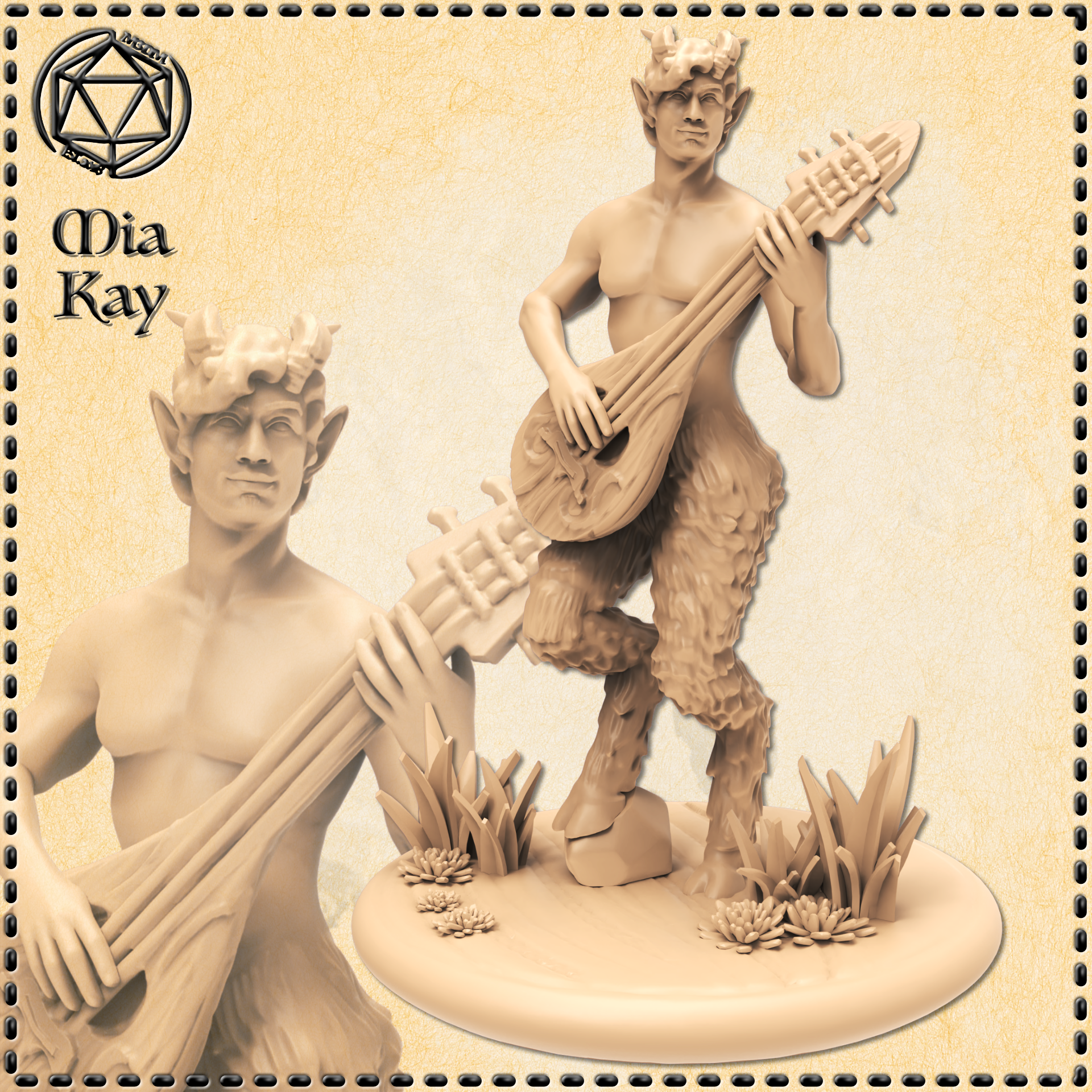 Satyr Bard Mini | Lute Player Resin Table Top RPG Figure | Fantasy Tabletop Miniature