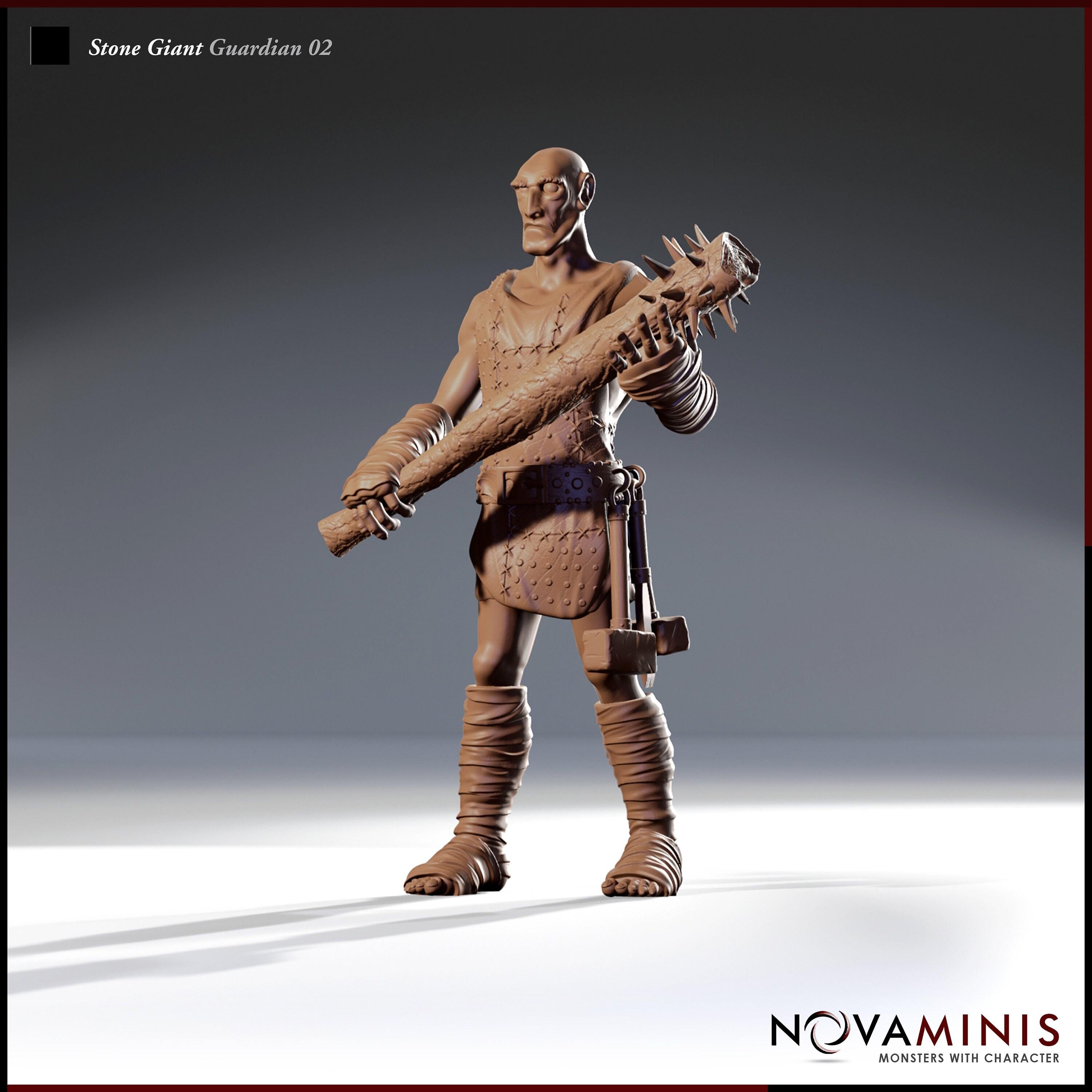 Stone Giant Guardian w/ Mace | 32mm Scale | All Tabletop RPG Compatible | Unpainted Figure
