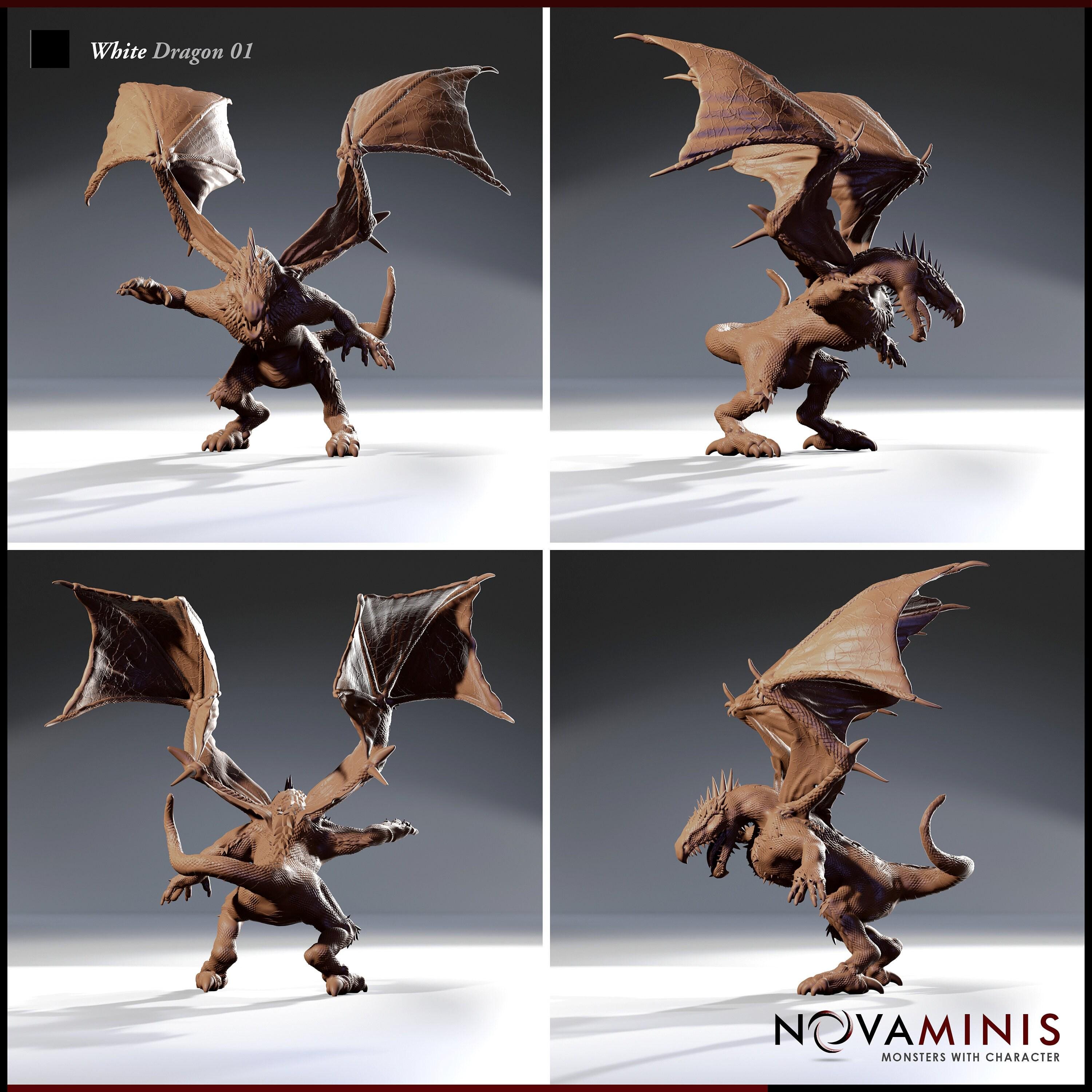 White Dragon | Dragons for Dungeon Crawls | 32mm Scale | All Tabletop RPG Compatible | Unpainted Figure