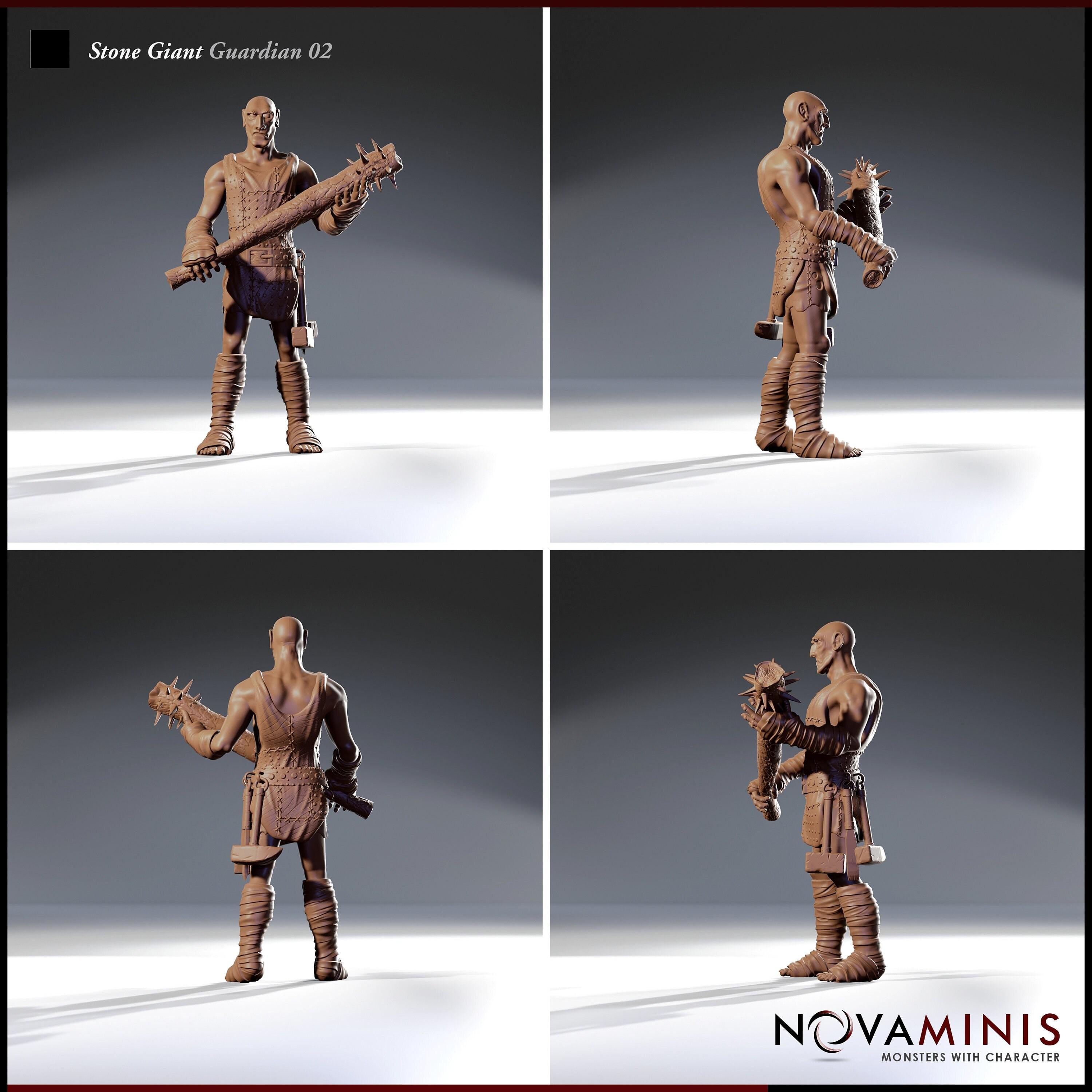 Stone Giant Guardian w/ Mace | 32mm Scale | All Tabletop RPG Compatible | Unpainted Figure