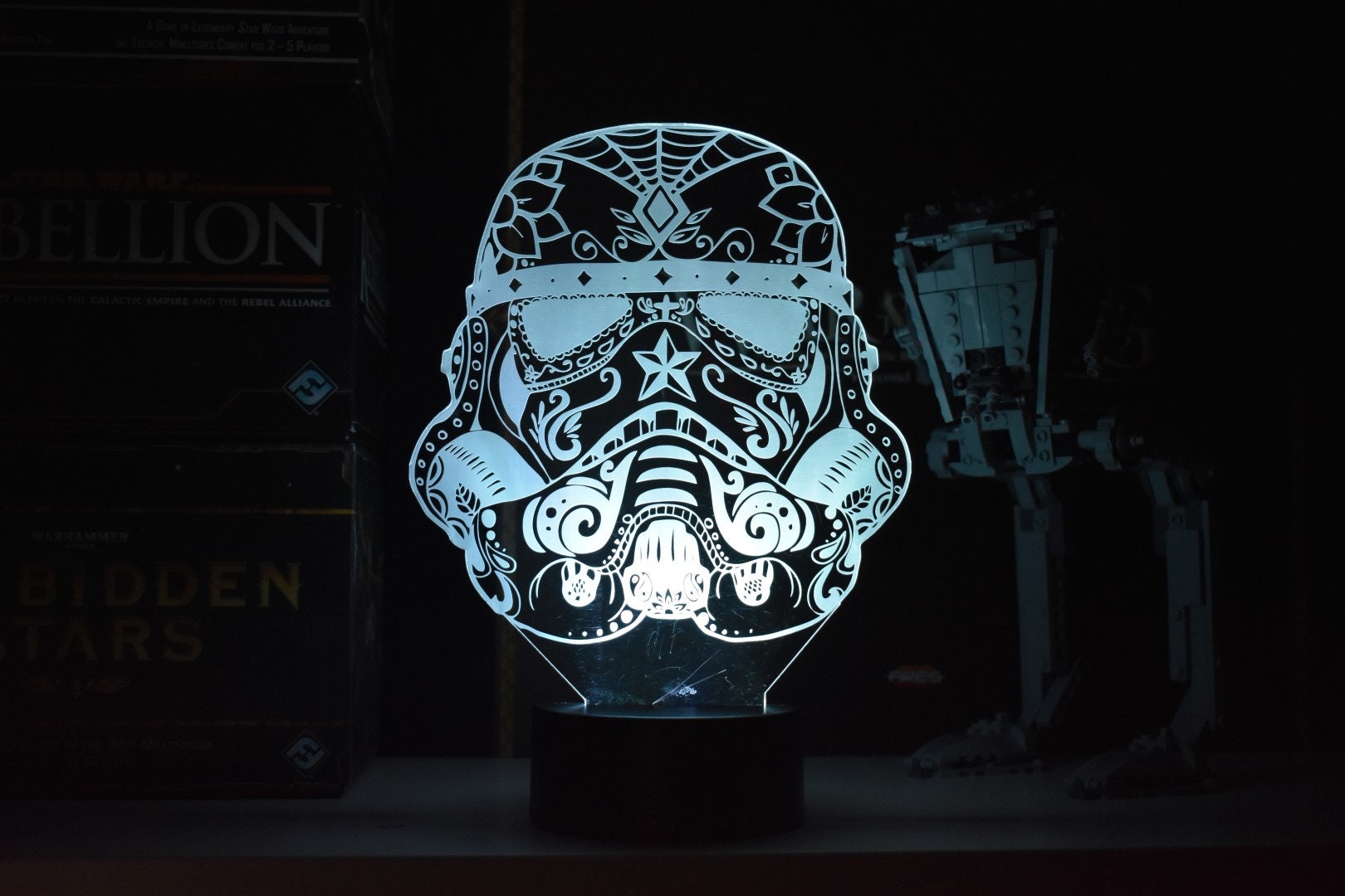 Candy Skull Stromtrooper LED sign perfect as a gift for Halloween. Place in Man caves, bars, garages, desks.