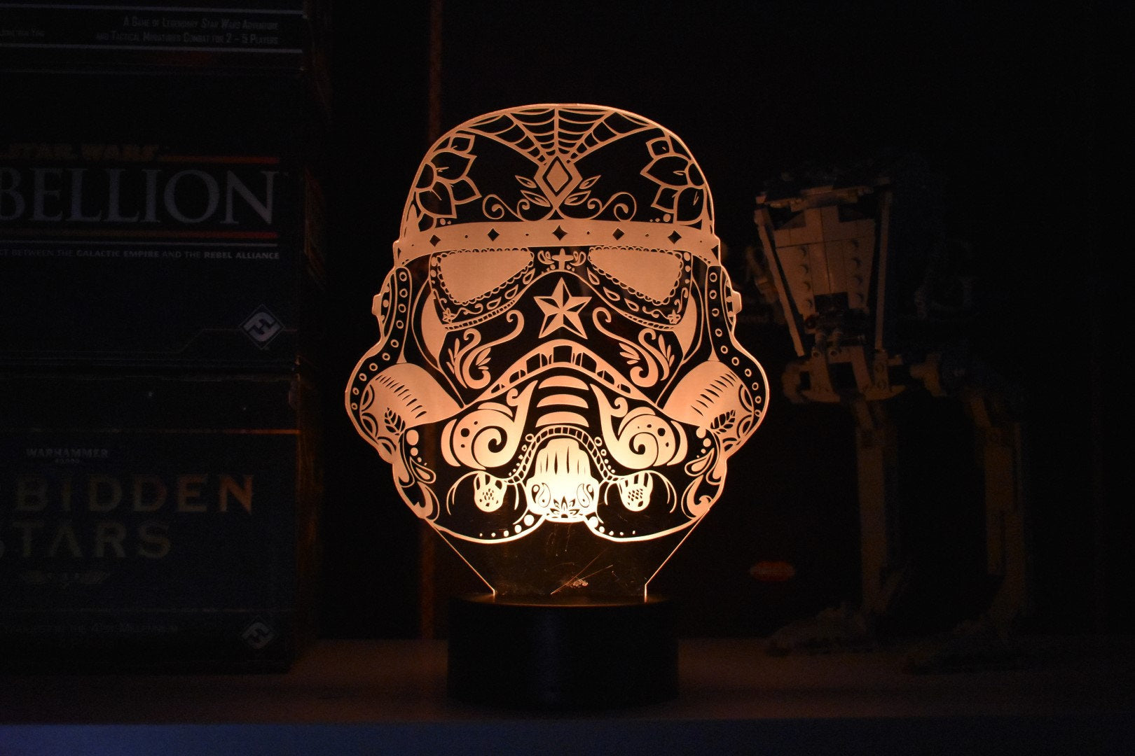 Candy Skull Stromtrooper LED sign perfect as a gift for Halloween. Place in Man caves, bars, garages, desks.