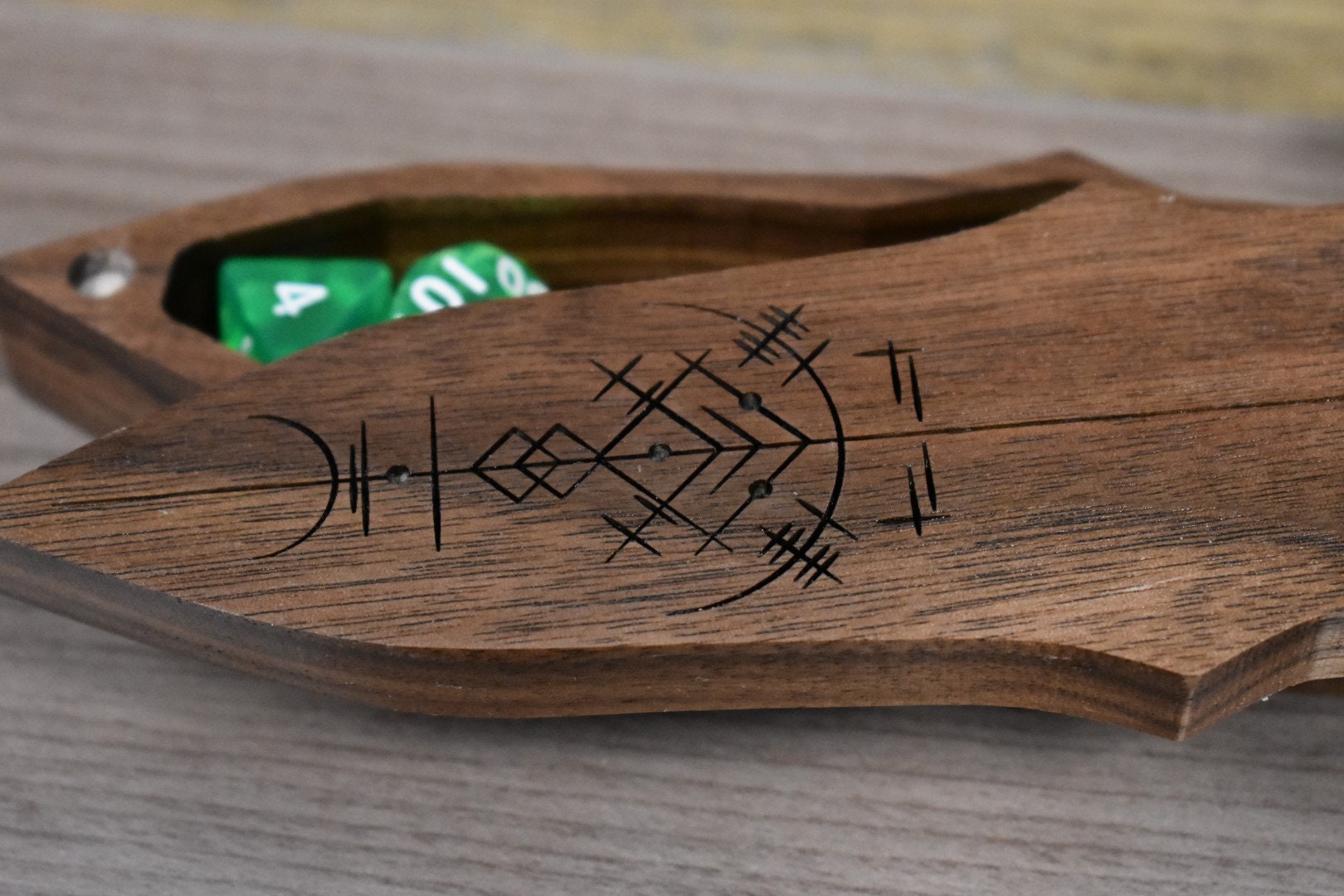 Dice Box Viking Sword perfect as a gift for a board game and RPG geeks. Place in Man caves, bars, garages, desks.