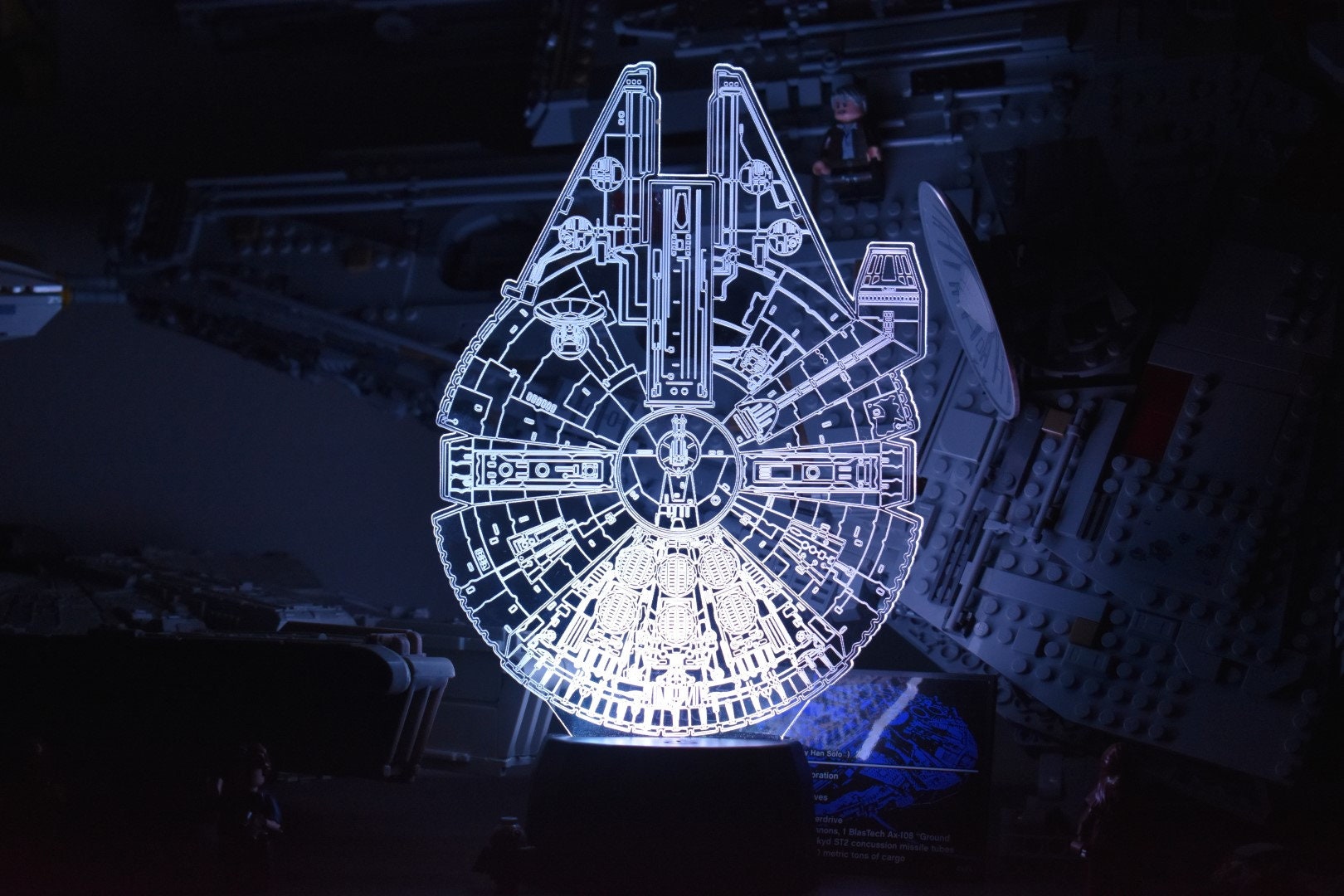 Millennium Falcon LED sign perfect as a gift for your chewy. Place in Man caves, bars, garages, desks.