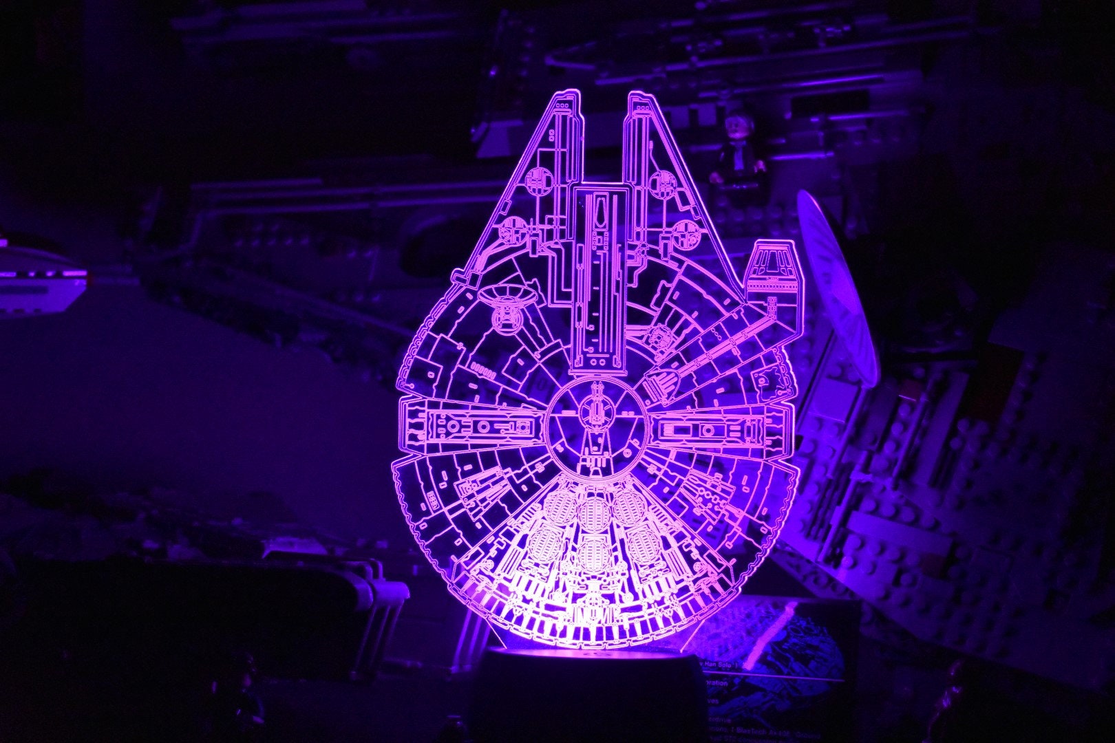 Millennium Falcon LED sign perfect as a gift for your chewy. Place in Man caves, bars, garages, desks.