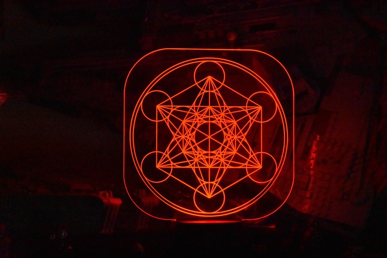 Metatron's Cube LED sign perfect as a gift.