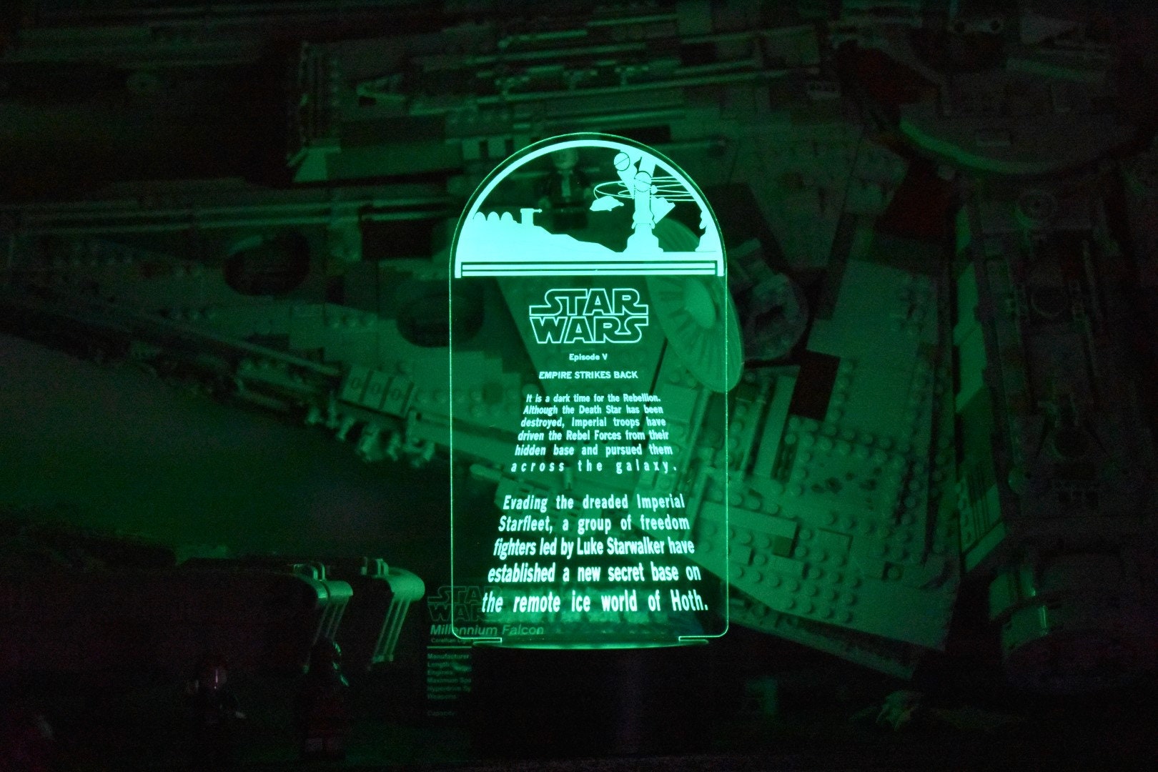 Empire Strikes Back Crawl Inspired by Star Wars LED sign perfect as a gift for Star Wars geeks. Place in Man caves, bars, garages, desks.