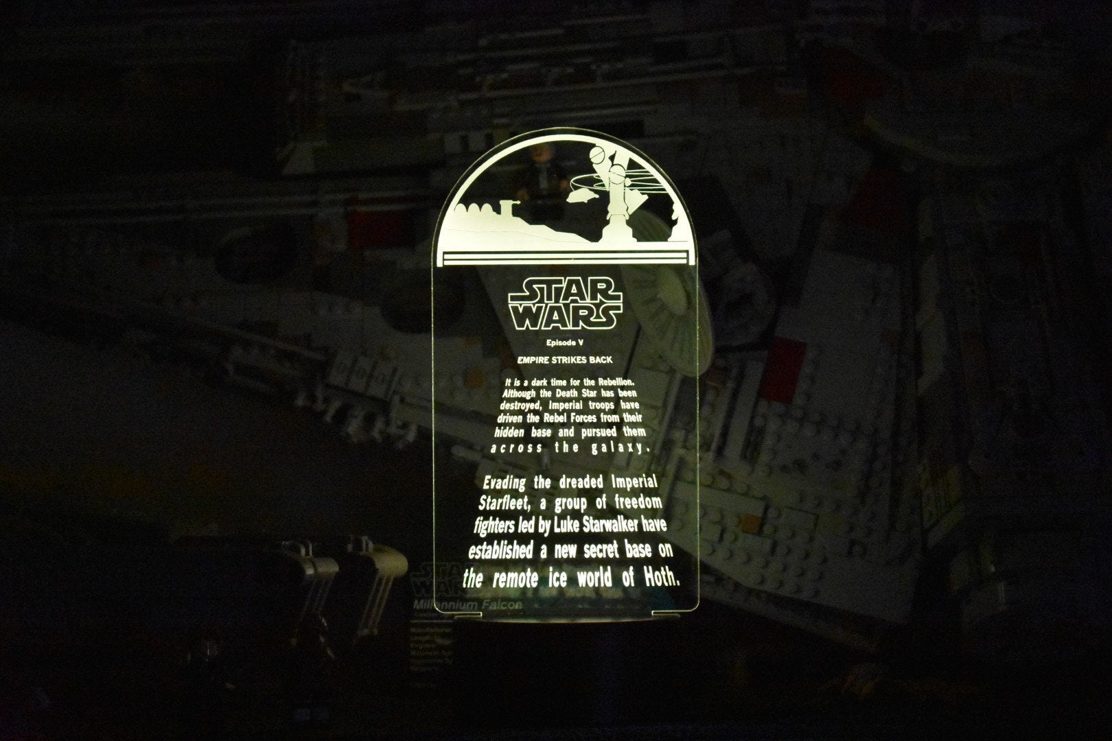 Empire Strikes Back Crawl Inspired by Star Wars LED sign perfect as a gift for Star Wars geeks. Place in Man caves, bars, garages, desks.
