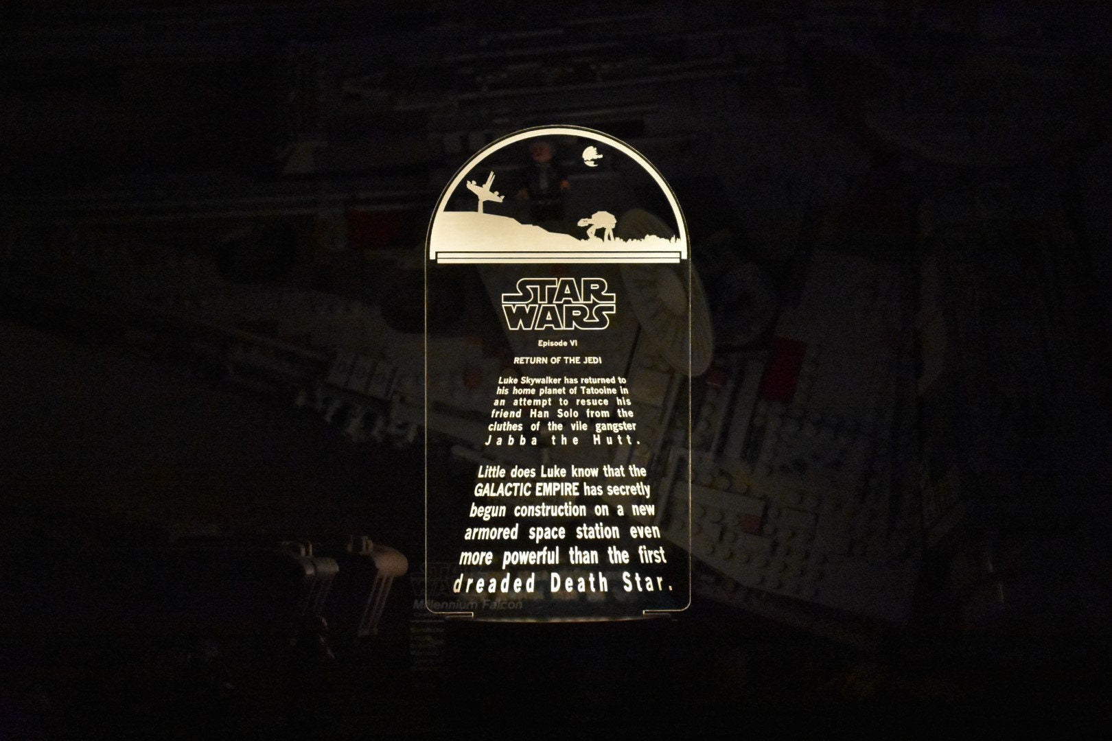 Return of the Jedi Crawl LED sign perfect as a gift for a Star Wars buffs. Place in Man caves, bars, garages, desks.