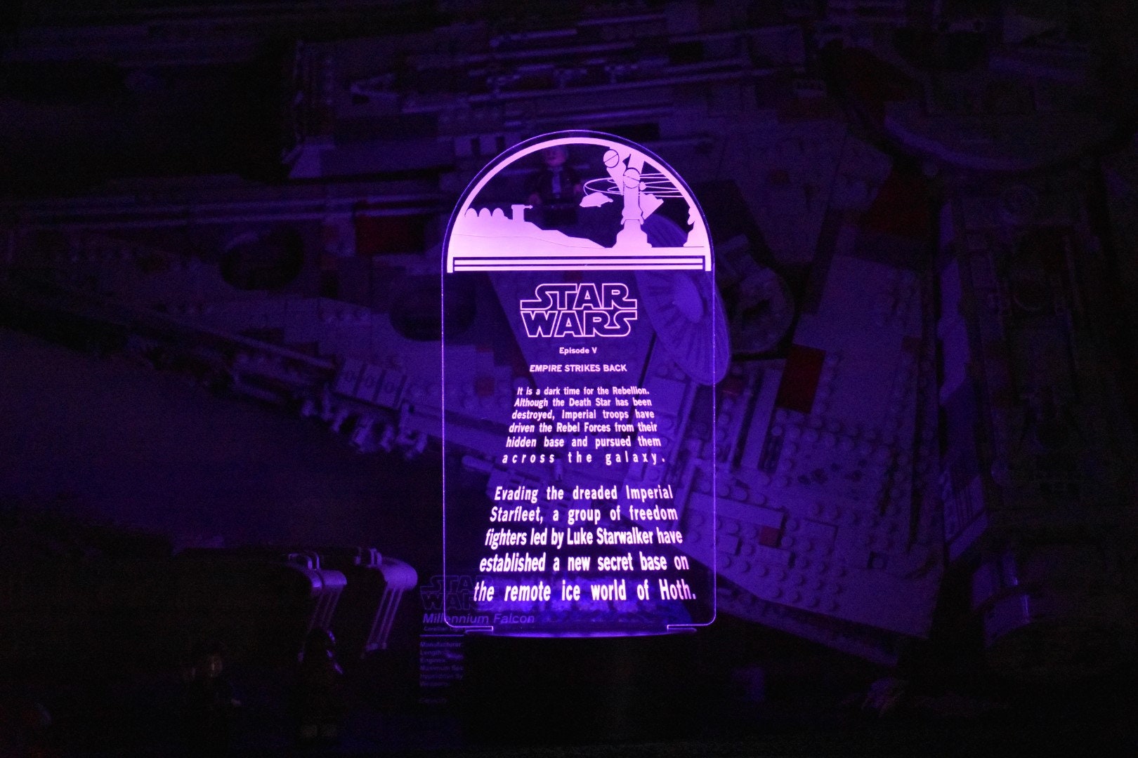 Empire Strikes Back Crawl Inspired by Star Wars LED sign perfect as a gift for Star Wars geeks. Place in Man caves, bars, garages, desks.