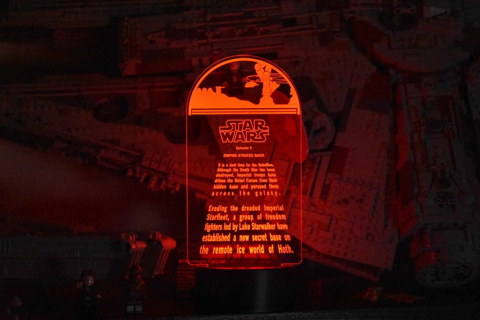 Empire Strikes Back Crawl Inspired by Star Wars LED sign perfect as a gift for Star Wars geeks. Place in Man caves, bars, garages, desks.