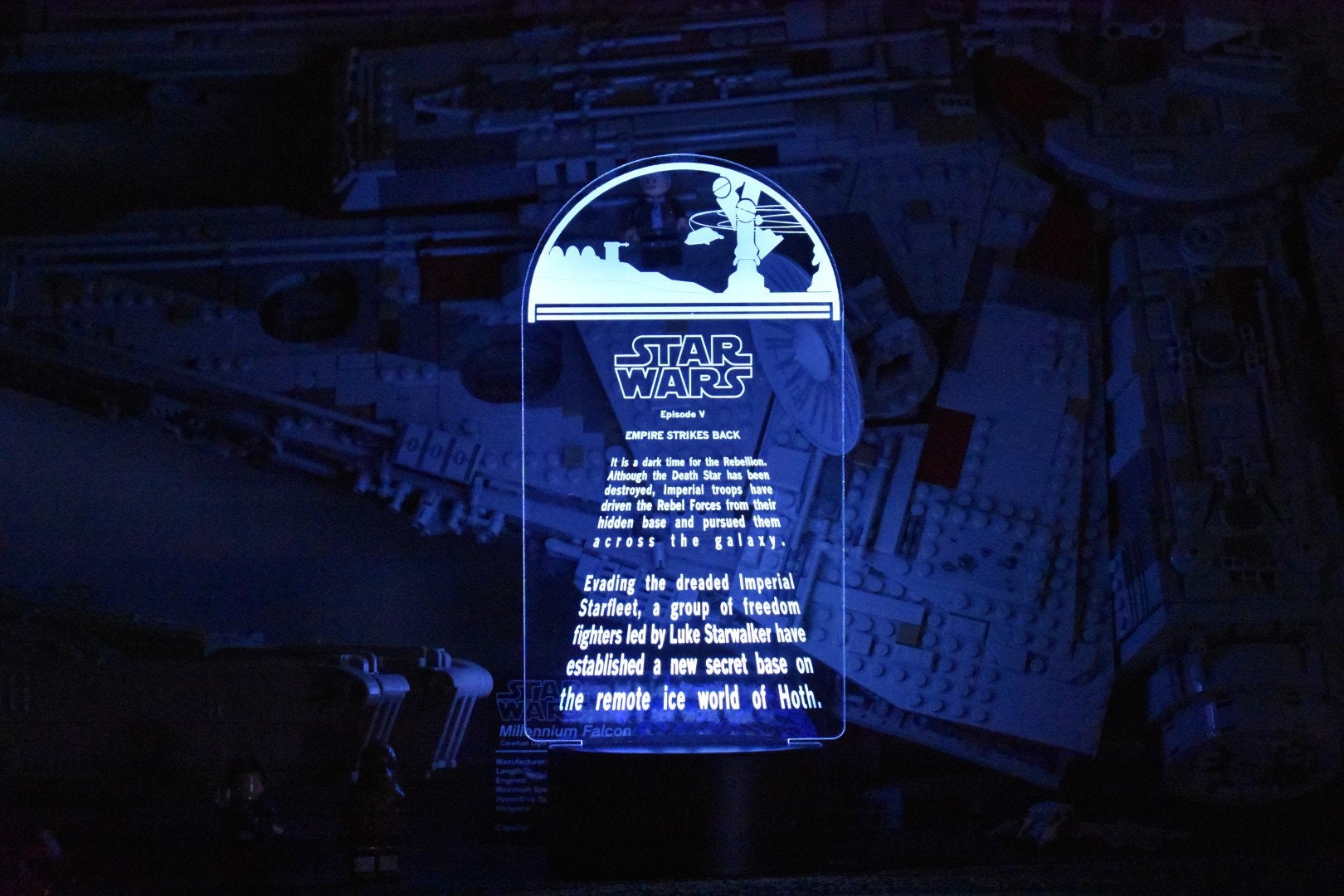 Empire Strikes Back Crawl Inspired by Star Wars LED sign perfect as a gift for Star Wars geeks. Place in Man caves, bars, garages, desks.