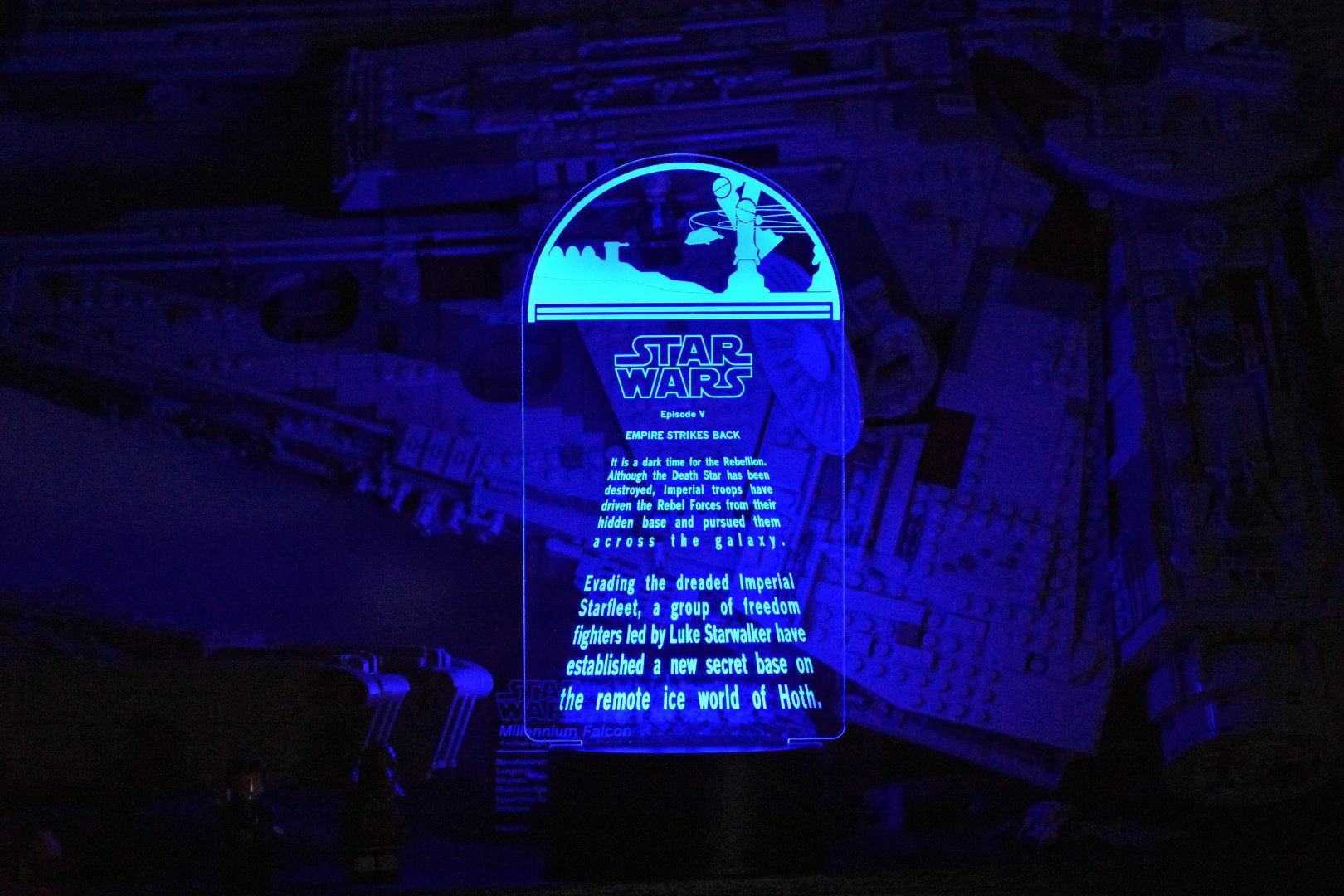 Empire Strikes Back Crawl Inspired by Star Wars LED sign perfect as a gift for Star Wars geeks. Place in Man caves, bars, garages, desks.