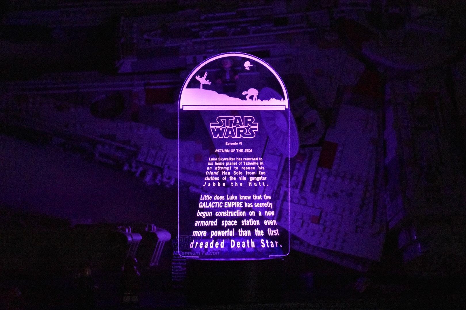 Return of the Jedi Crawl LED sign perfect as a gift for a Star Wars buffs. Place in Man caves, bars, garages, desks.
