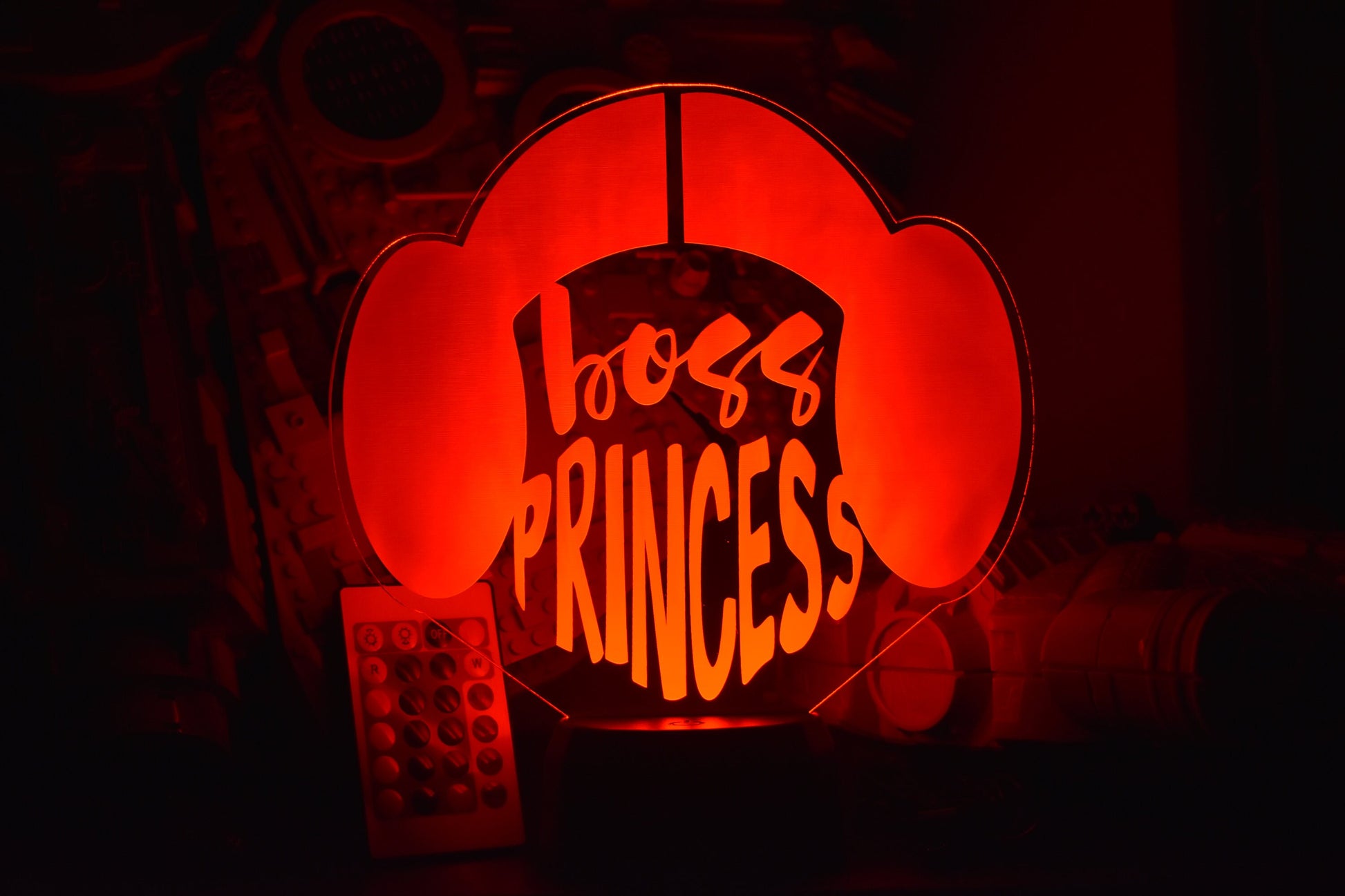 Boss Princess LED sign perfect as a gift for a board game geeks. Place in She Sheds, bars, garages, desks.