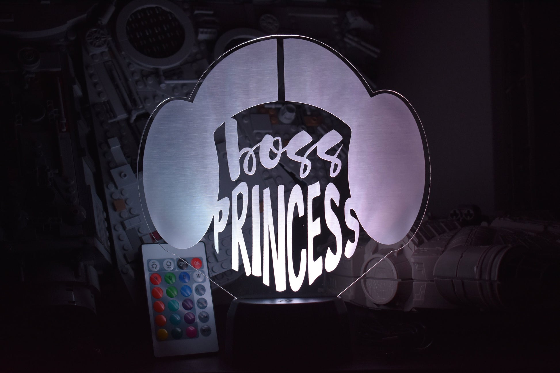 Boss Princess LED sign perfect as a gift for a board game geeks. Place in She Sheds, bars, garages, desks.