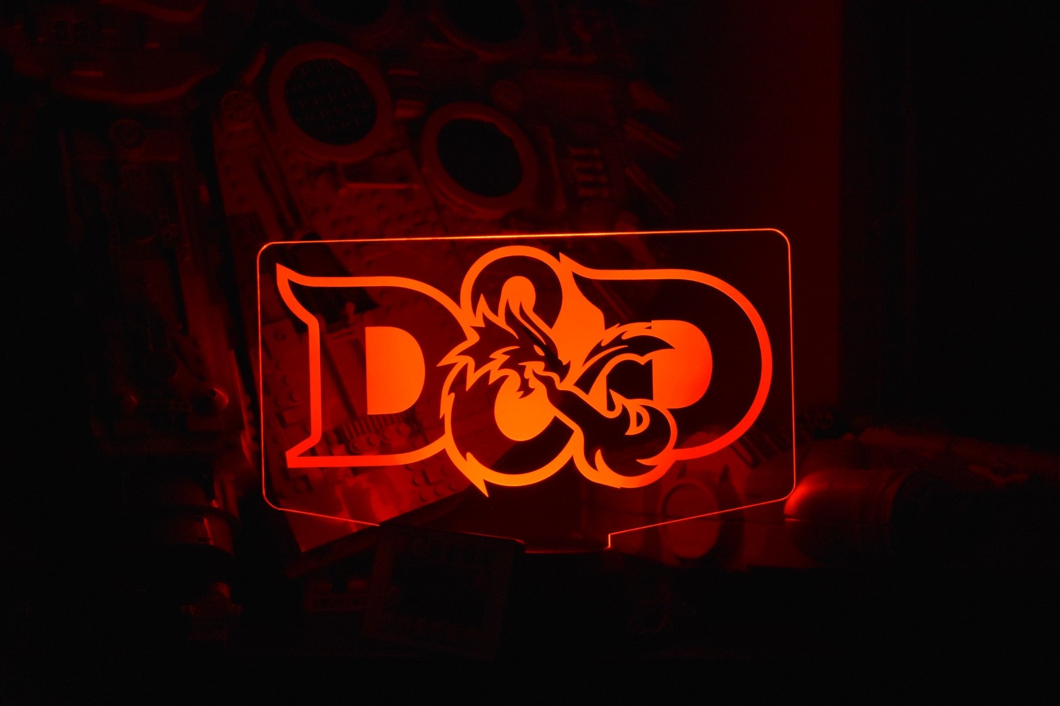 D&D LED sign perfect as a gift for your wizards and warriors, rouges and paladins. Place in Man caves, bars, garages, desks, game cave.