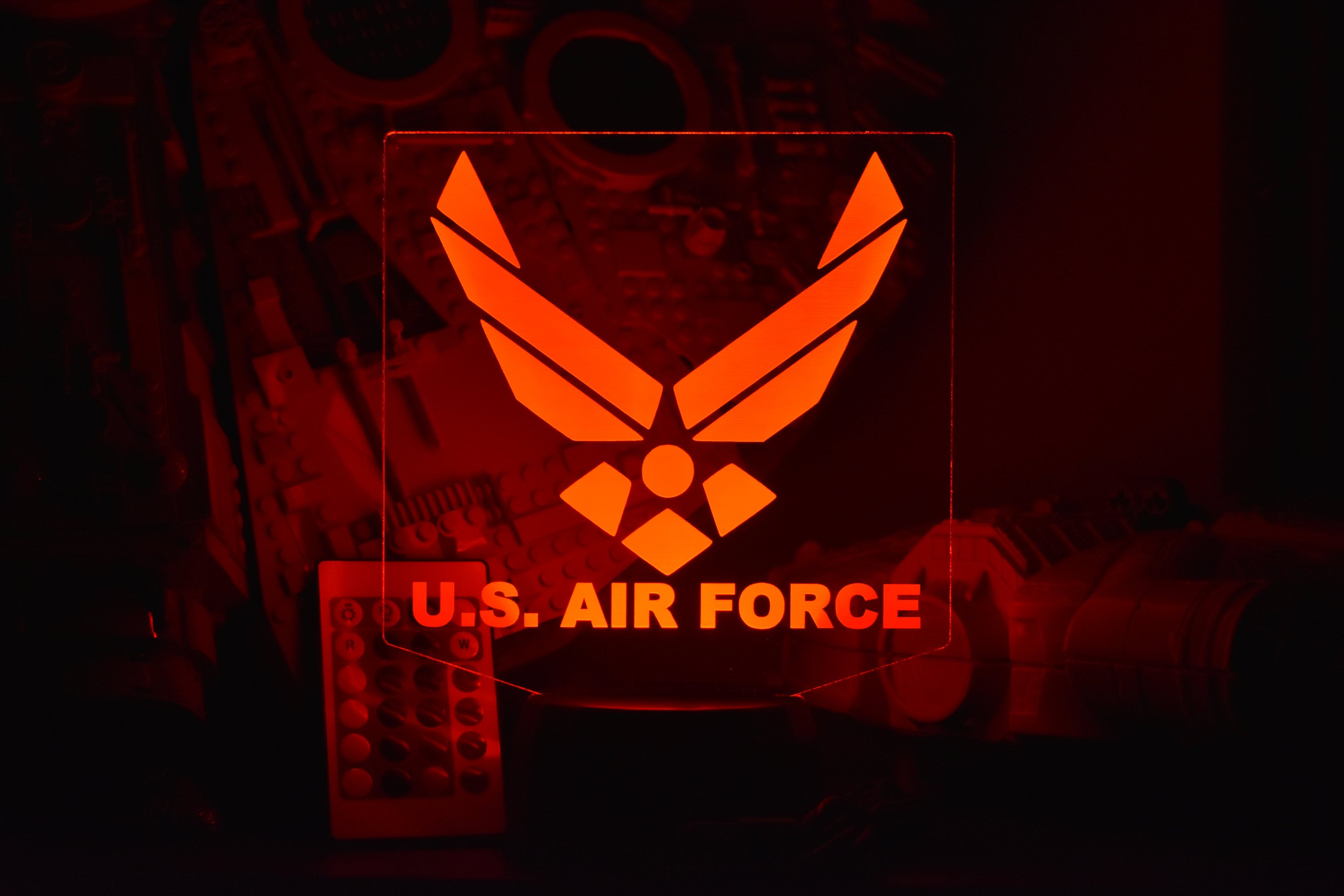 Air Force LED Lamp perfect as a gift for your Airmen. Place in Man caves, bars, garages, desks.