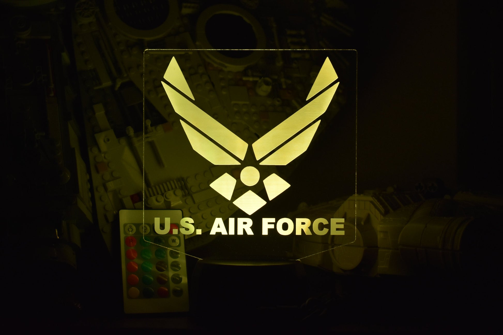 Air Force LED Lamp perfect as a gift for your Airmen. Place in Man caves, bars, garages, desks.