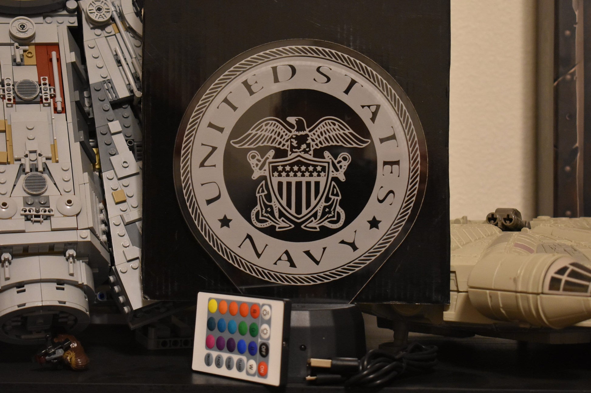 Navy LED Lamp perfect as a gift for your Sea Man. Place in Man caves, bars, garages, desks.