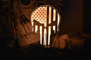 US Flag Punisher Skull LED Lamp perfect as a gift. Place in Man caves, bars, garages, desks.