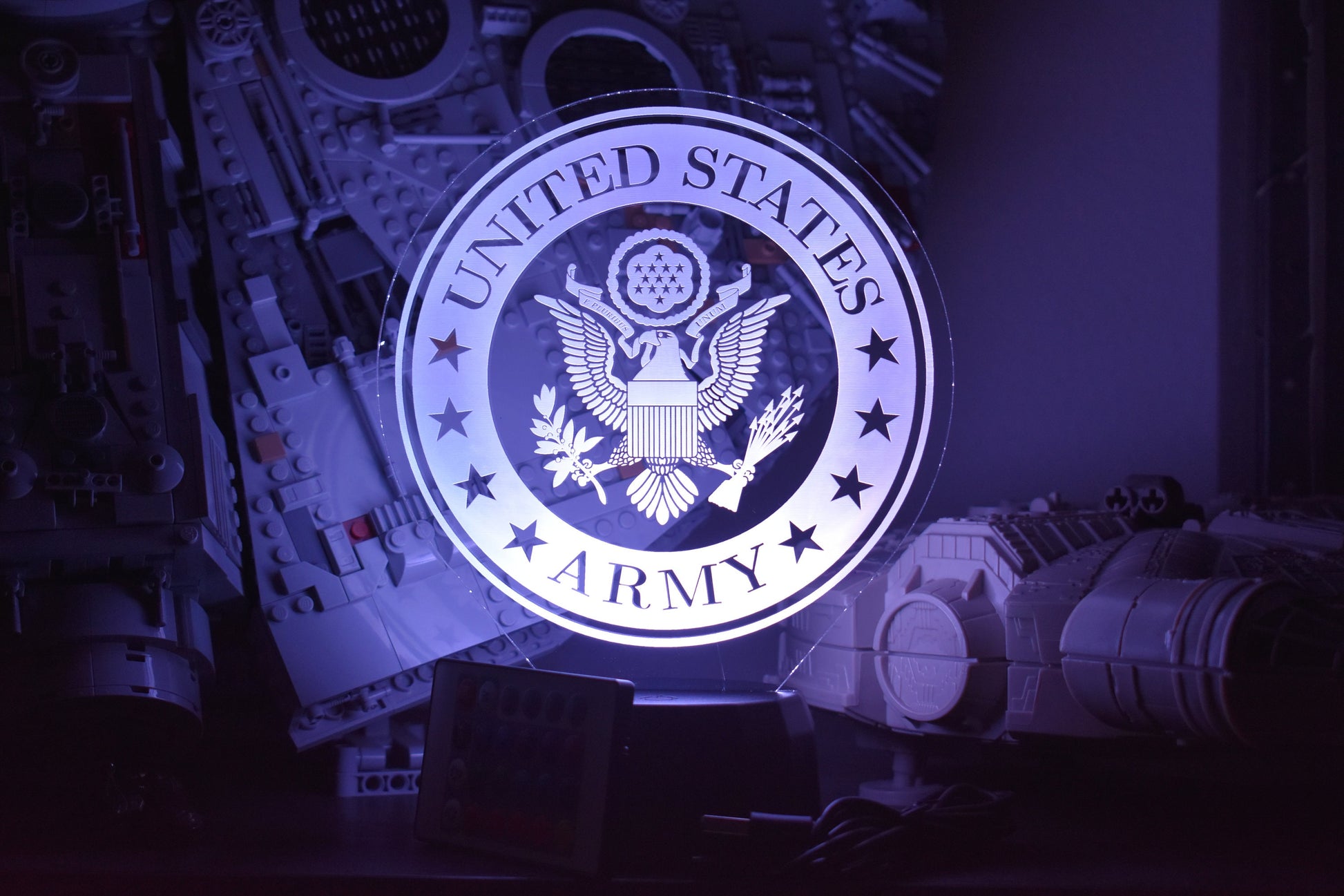 Army LED Lamp perfect as a gift for your Army Man. Place in Man caves, bars, garages, desks.