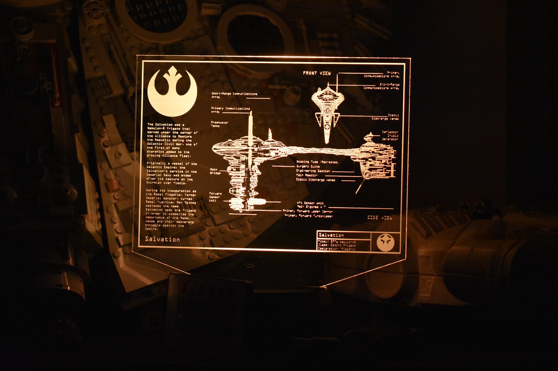 EF76 Nebulon-B escort frigate Plans LED sign perfect as a gift for a Star Wars geeks. Place in Man caves, bars, garages, desks, bed room.