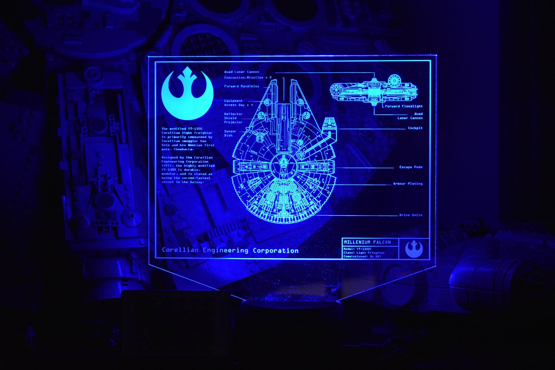 Freighter Plans LED sign perfect as a gift for sci-fi geeks. Place in Man caves, bars, garages, desks.