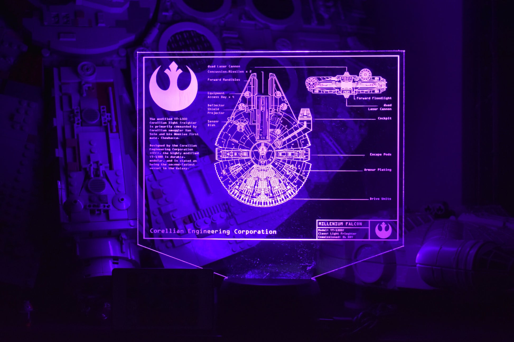 Freighter Plans LED sign perfect as a gift for sci-fi geeks. Place in Man caves, bars, garages, desks.