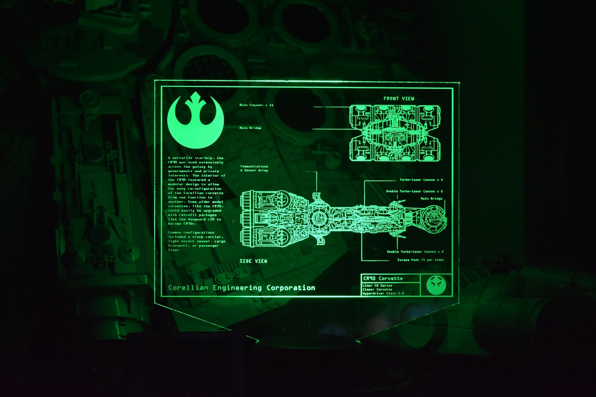 Tantive IV Corellian Corvette Plans LED sign perfect as a gift for a Star Wars geeks. Place in Man caves, bars, garages, desks.