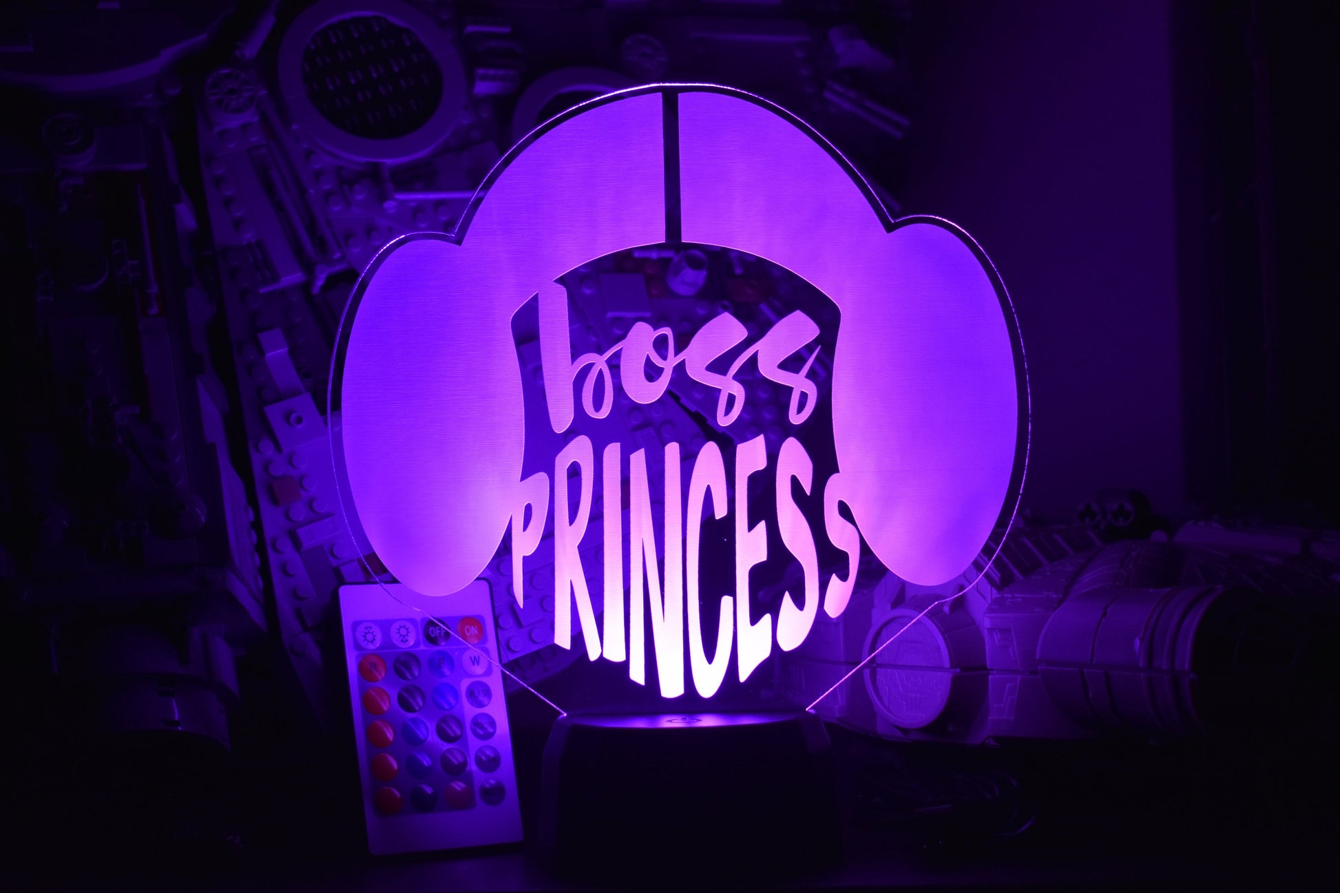 Boss Princess LED sign perfect as a gift for a board game geeks. Place in She Sheds, bars, garages, desks.