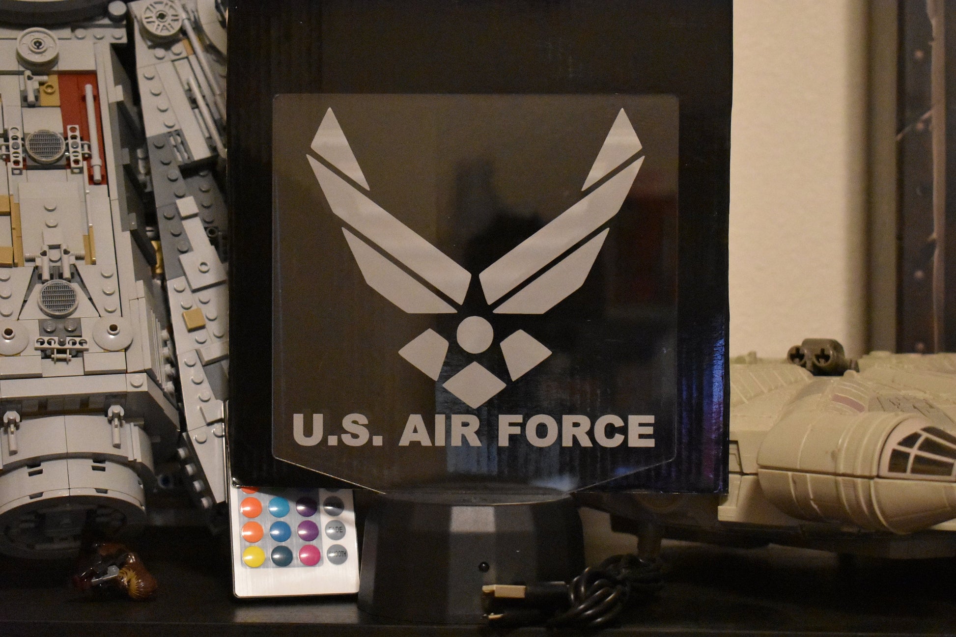Air Force LED Lamp perfect as a gift for your Airmen. Place in Man caves, bars, garages, desks.