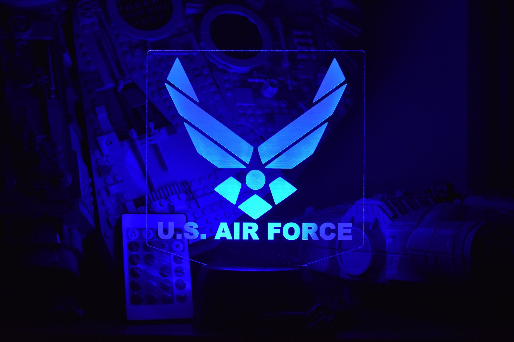 Air Force LED Lamp perfect as a gift for your Airmen. Place in Man caves, bars, garages, desks.