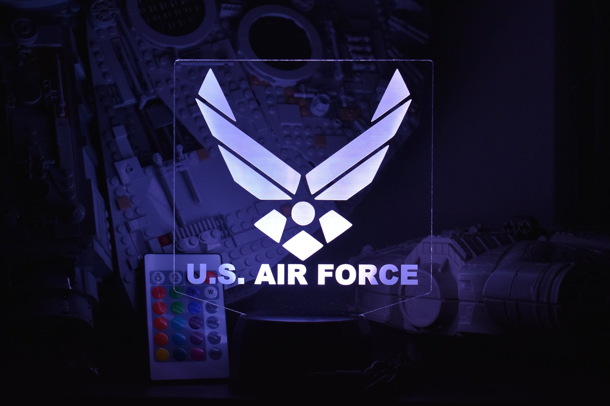 Air Force LED Lamp perfect as a gift for your Airmen. Place in Man caves, bars, garages, desks.
