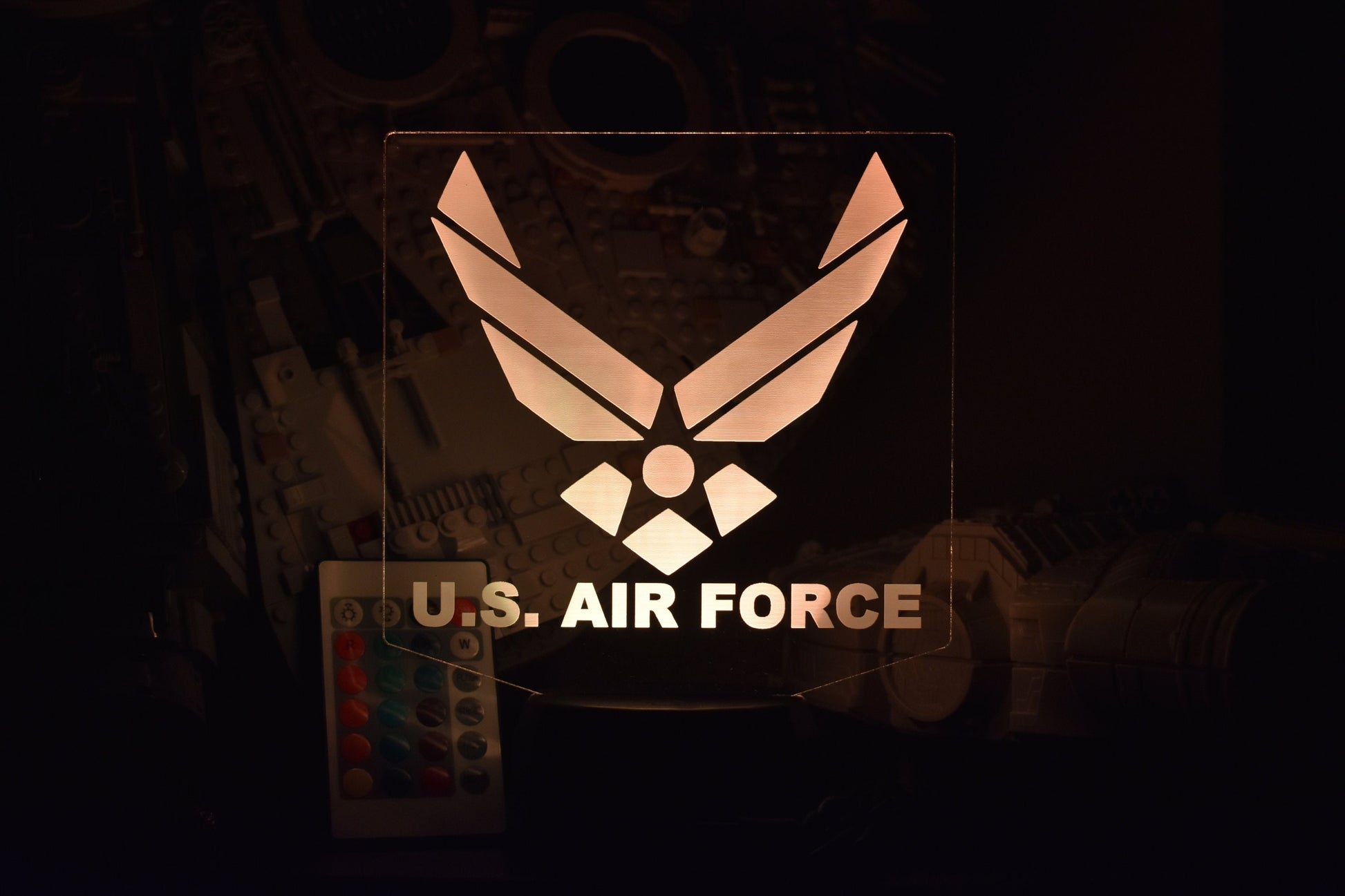 Air Force LED Lamp perfect as a gift for your Airmen. Place in Man caves, bars, garages, desks.