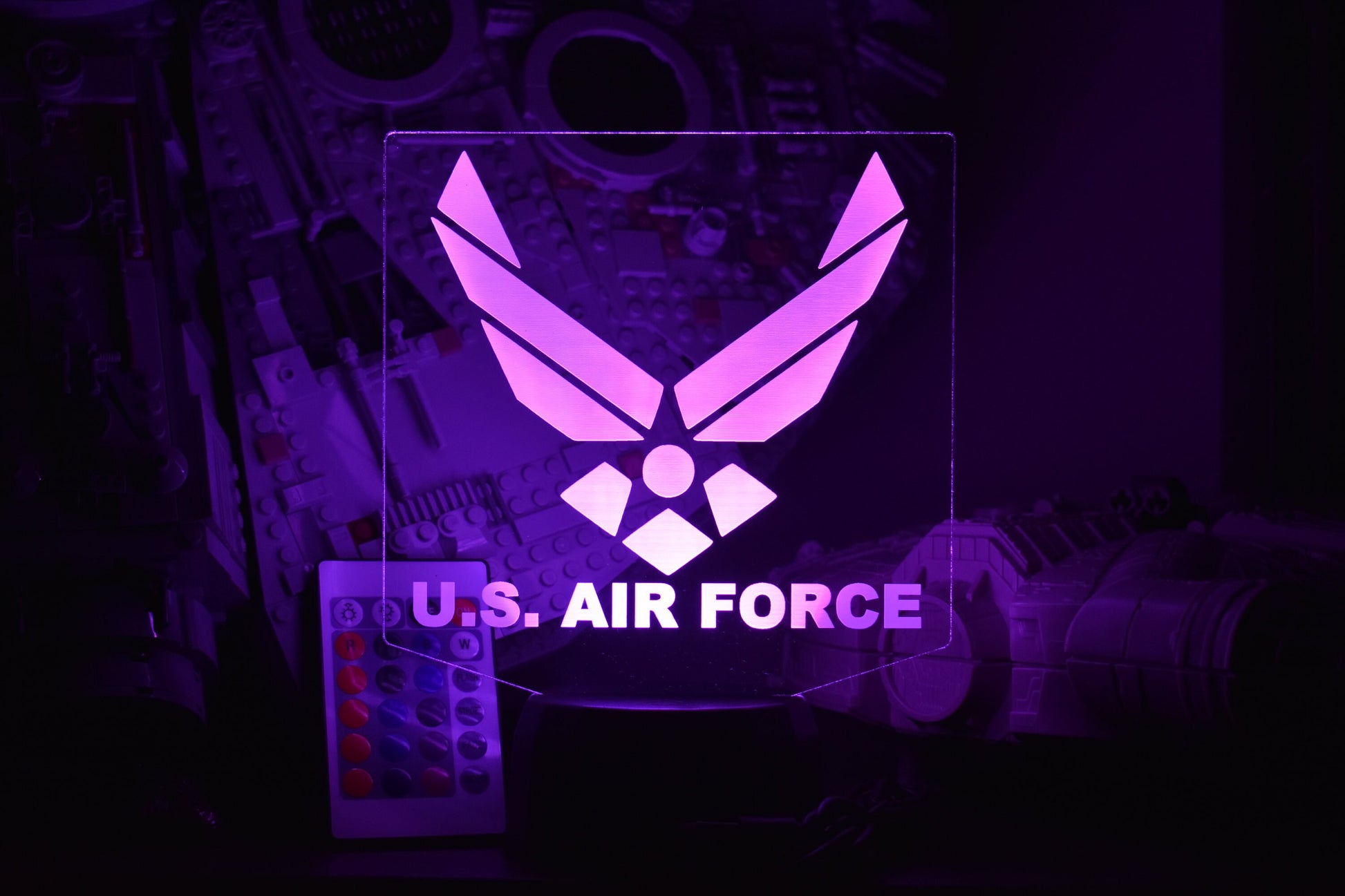 Air Force LED Lamp perfect as a gift for your Airmen. Place in Man caves, bars, garages, desks.