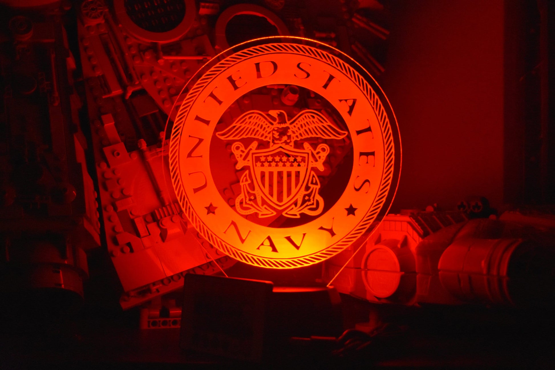 Navy LED Lamp perfect as a gift for your Sea Man. Place in Man caves, bars, garages, desks.