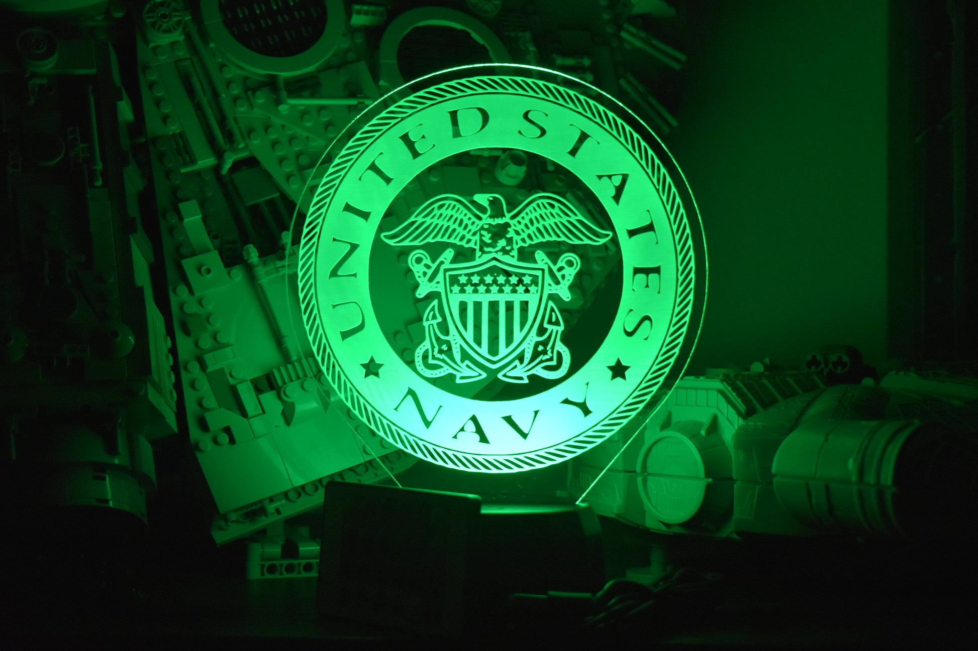 Navy LED Lamp perfect as a gift for your Sea Man. Place in Man caves, bars, garages, desks.