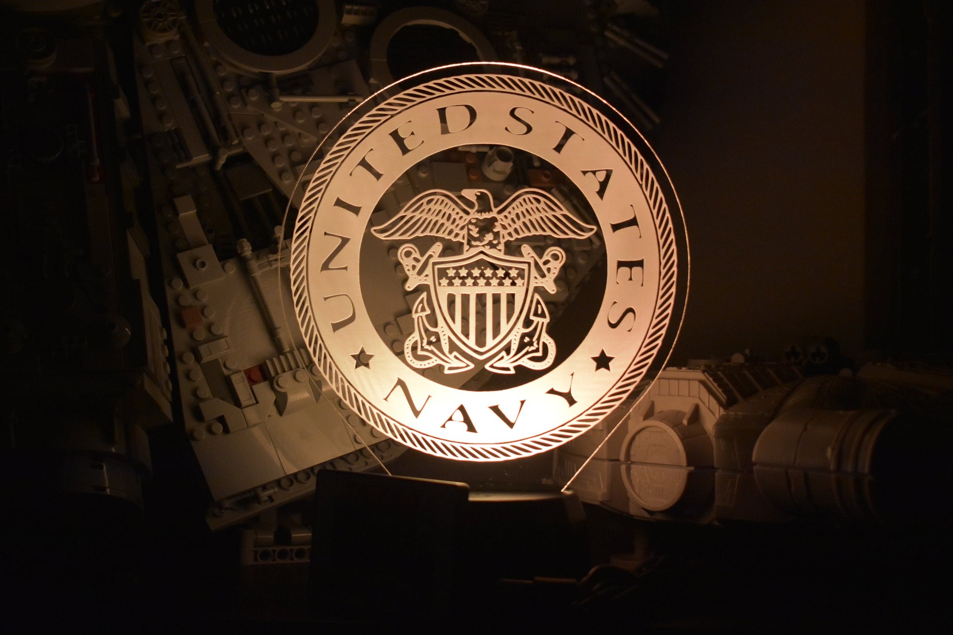 Navy LED Lamp perfect as a gift for your Sea Man. Place in Man caves, bars, garages, desks.