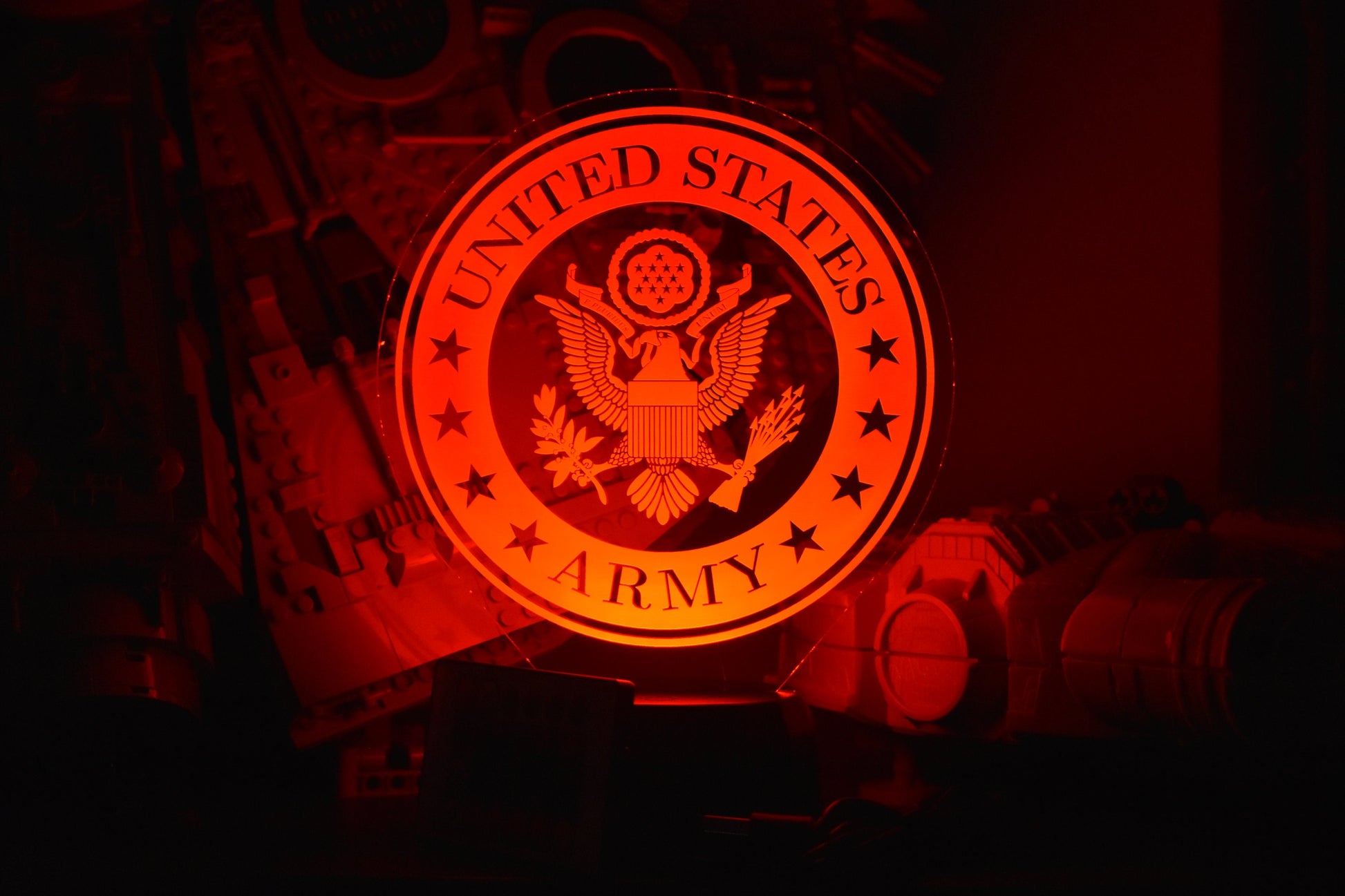Army LED Lamp perfect as a gift for your Army Man. Place in Man caves, bars, garages, desks.