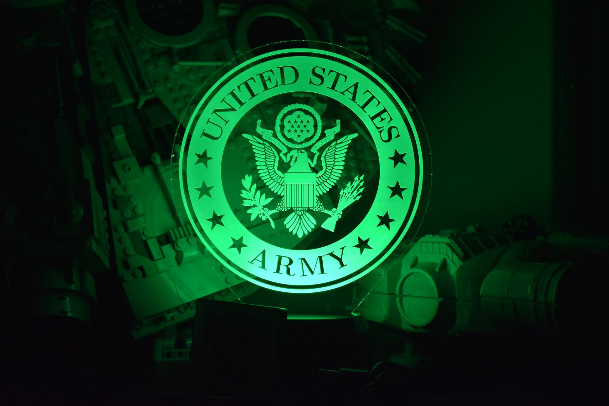 Army LED Lamp perfect as a gift for your Army Man. Place in Man caves, bars, garages, desks.