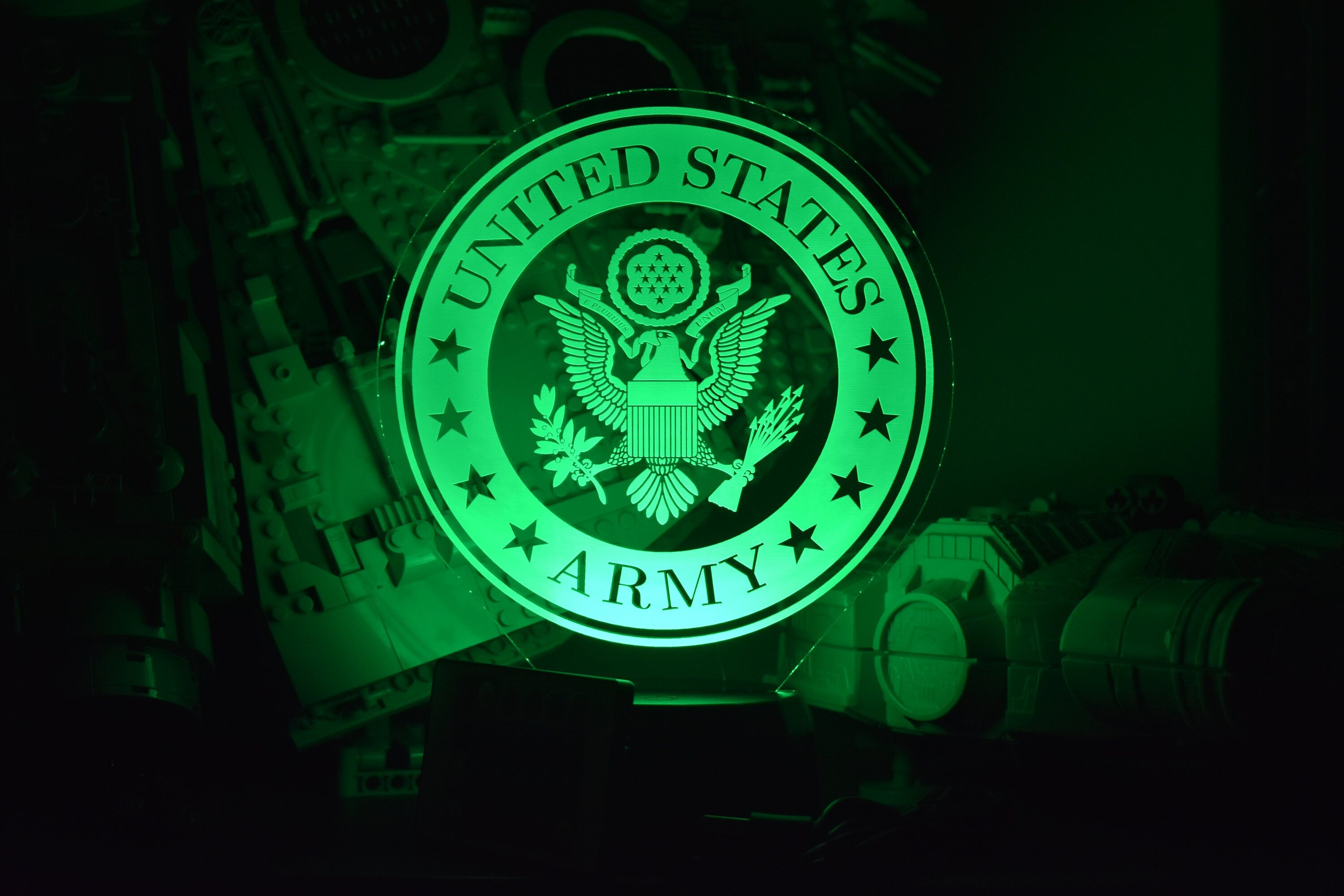 Army LED Lamp perfect as a gift for your Army Man. Place in Man caves, bars, garages, desks.