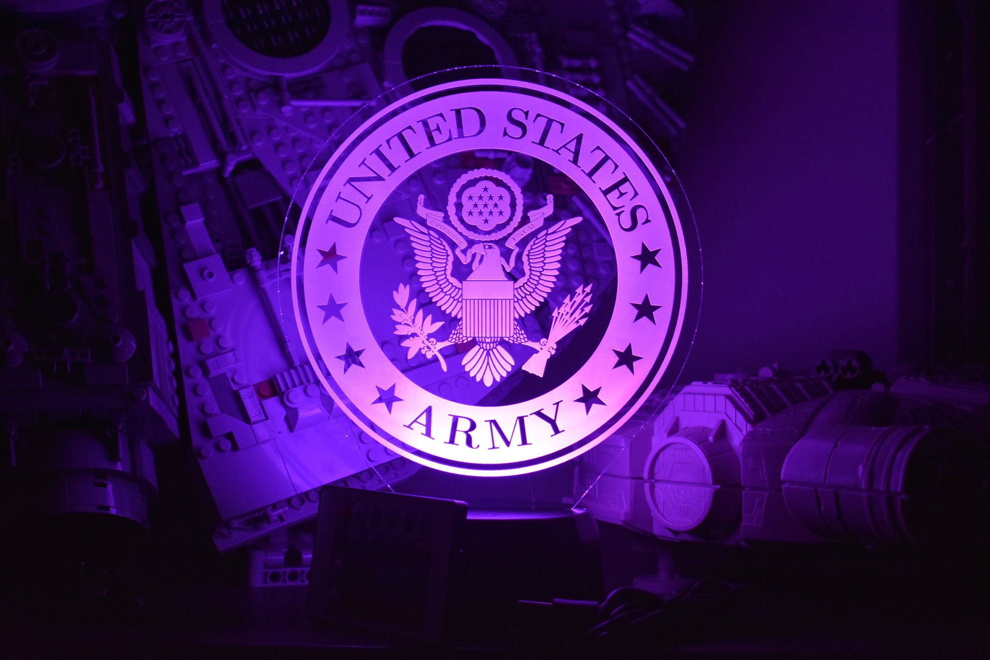 Army LED Lamp perfect as a gift for your Army Man. Place in Man caves, bars, garages, desks.