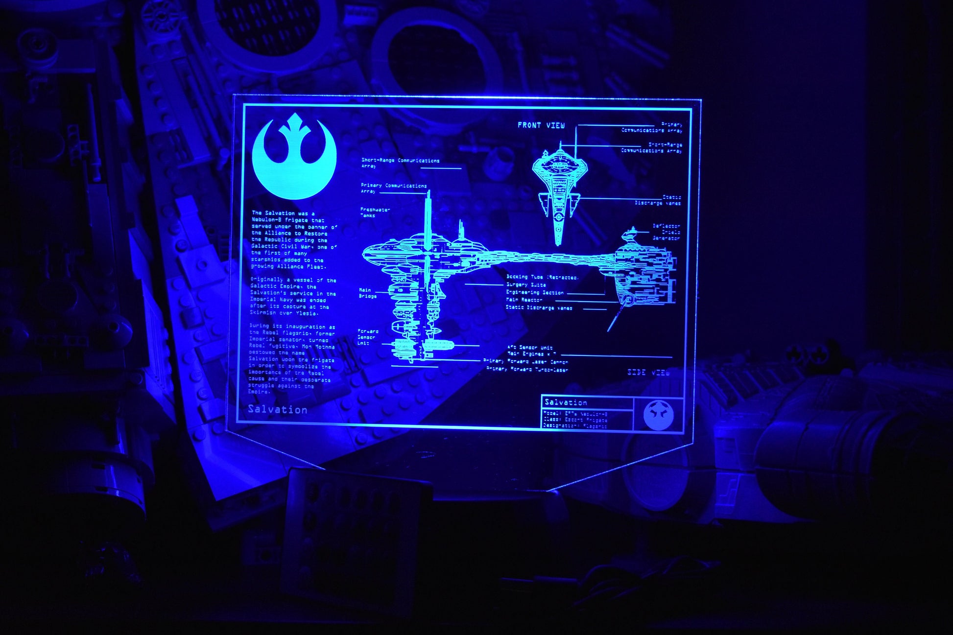 EF76 Nebulon-B escort frigate Plans LED sign perfect as a gift for a Star Wars geeks. Place in Man caves, bars, garages, desks, bed room.