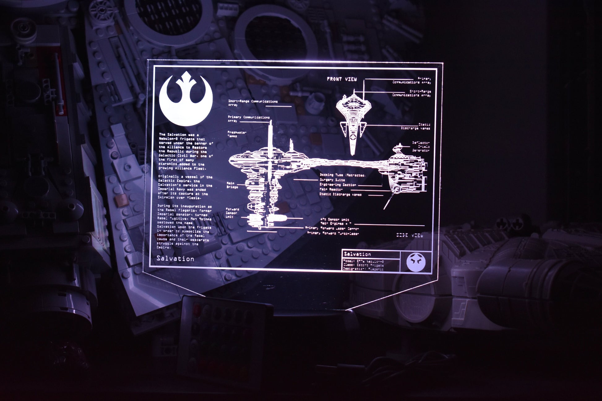 EF76 Nebulon-B escort frigate Plans LED sign perfect as a gift for a Star Wars geeks. Place in Man caves, bars, garages, desks, bed room.