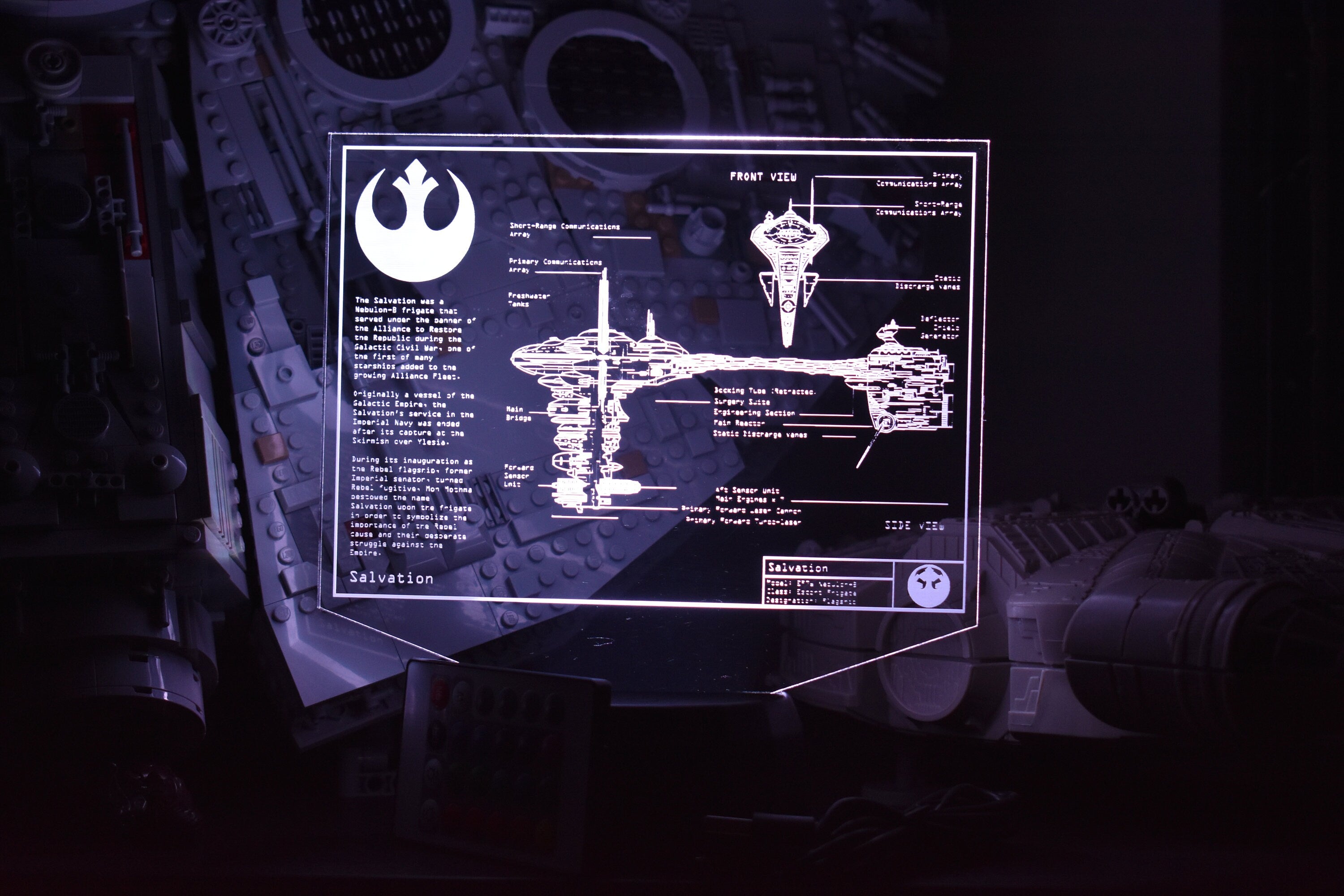 EF76 Nebulon-B escort frigate Plans LED sign perfect as a gift for a Star Wars geeks. Place in Man caves, bars, garages, desks, bed room.