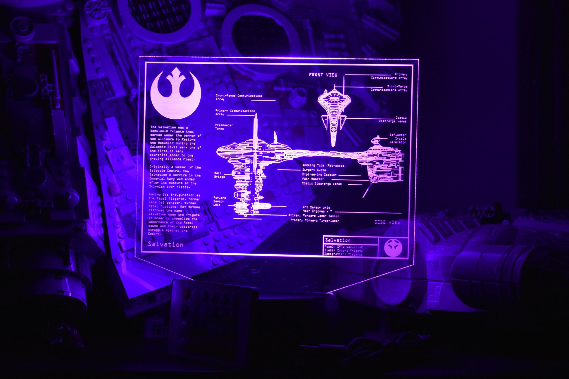 EF76 Nebulon-B escort frigate Plans LED sign perfect as a gift for a Star Wars geeks. Place in Man caves, bars, garages, desks, bed room.